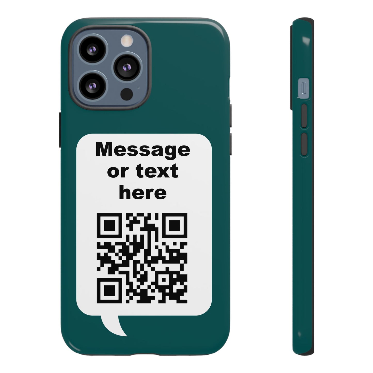 Custom QR Code Tough Phone Case — "Custom text" Contact Case