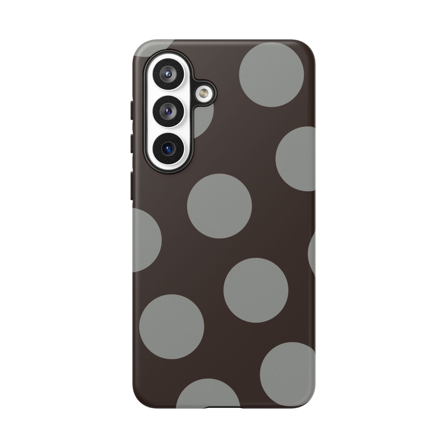 Polka Dot Tough Phone Case – Brown & Gray Retro Dot Protective Cover