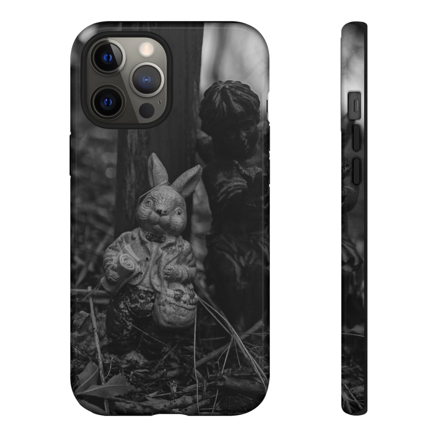 Vintage Gothic Bunny Tough Phone Case — Dark Garden Statue Protective Cover
