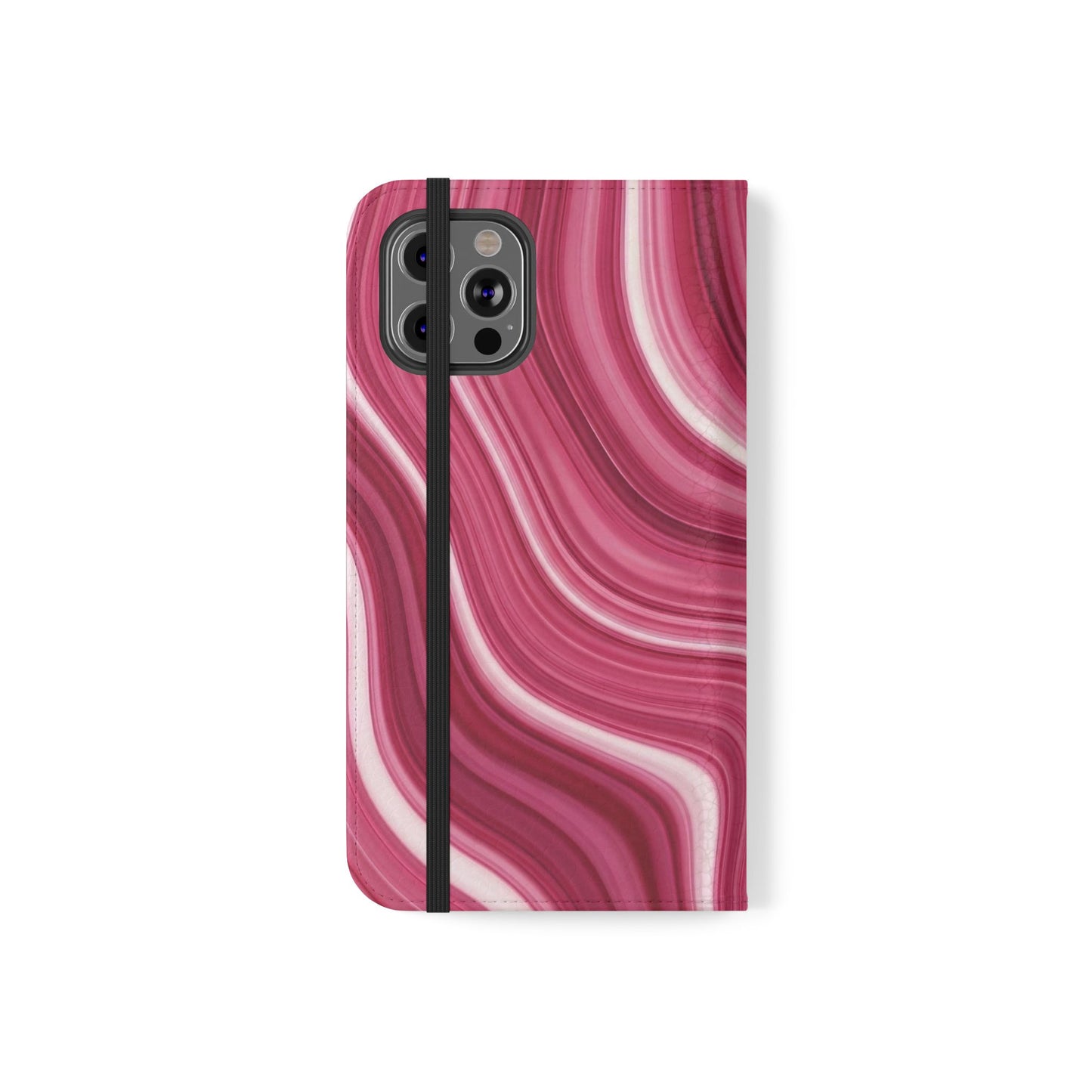 Pink Marble Swirl Flip Case — Wallet Phone Cover with Card Slots