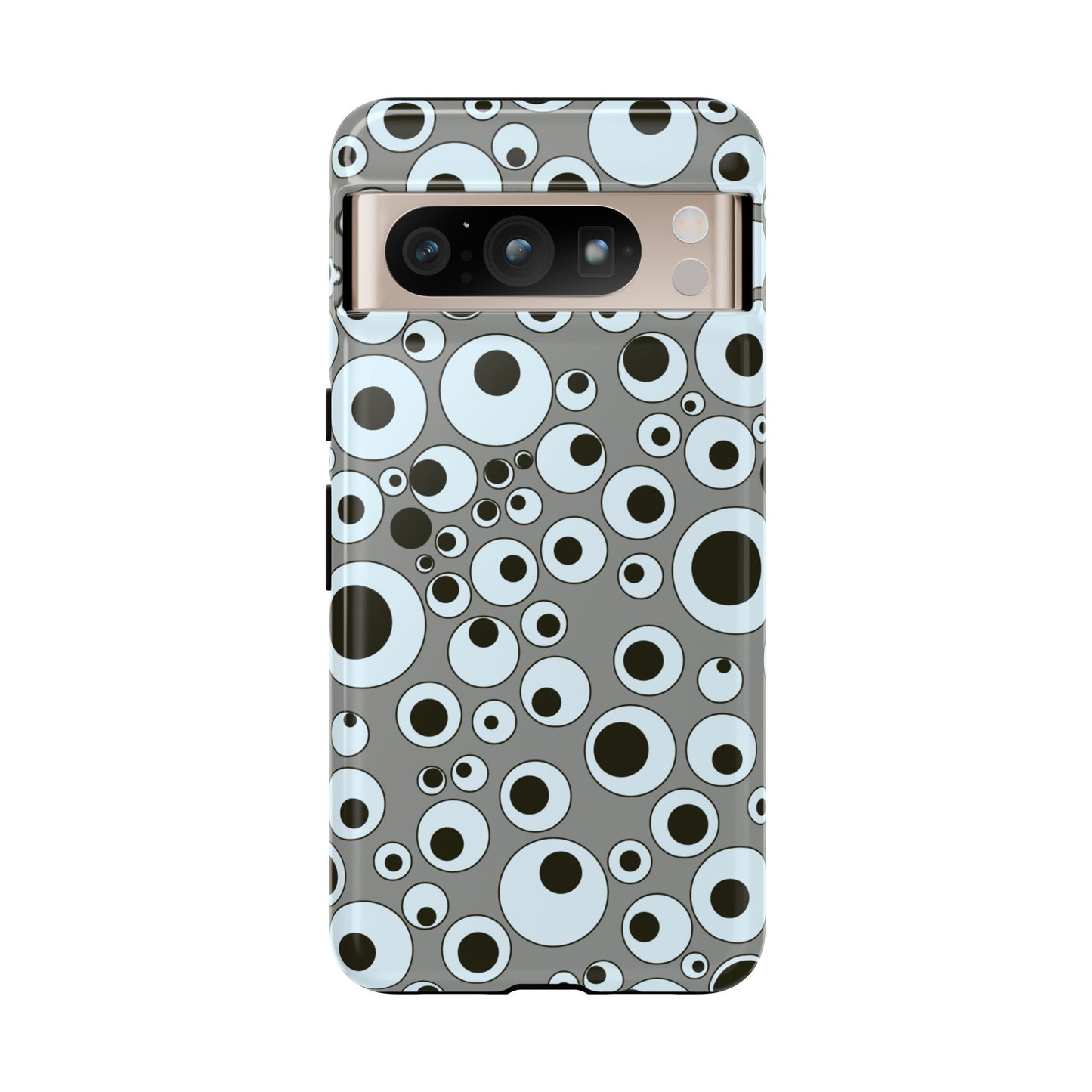 Bubble Pattern Tough Phone Case – Grey Retro Polka-Dot Design