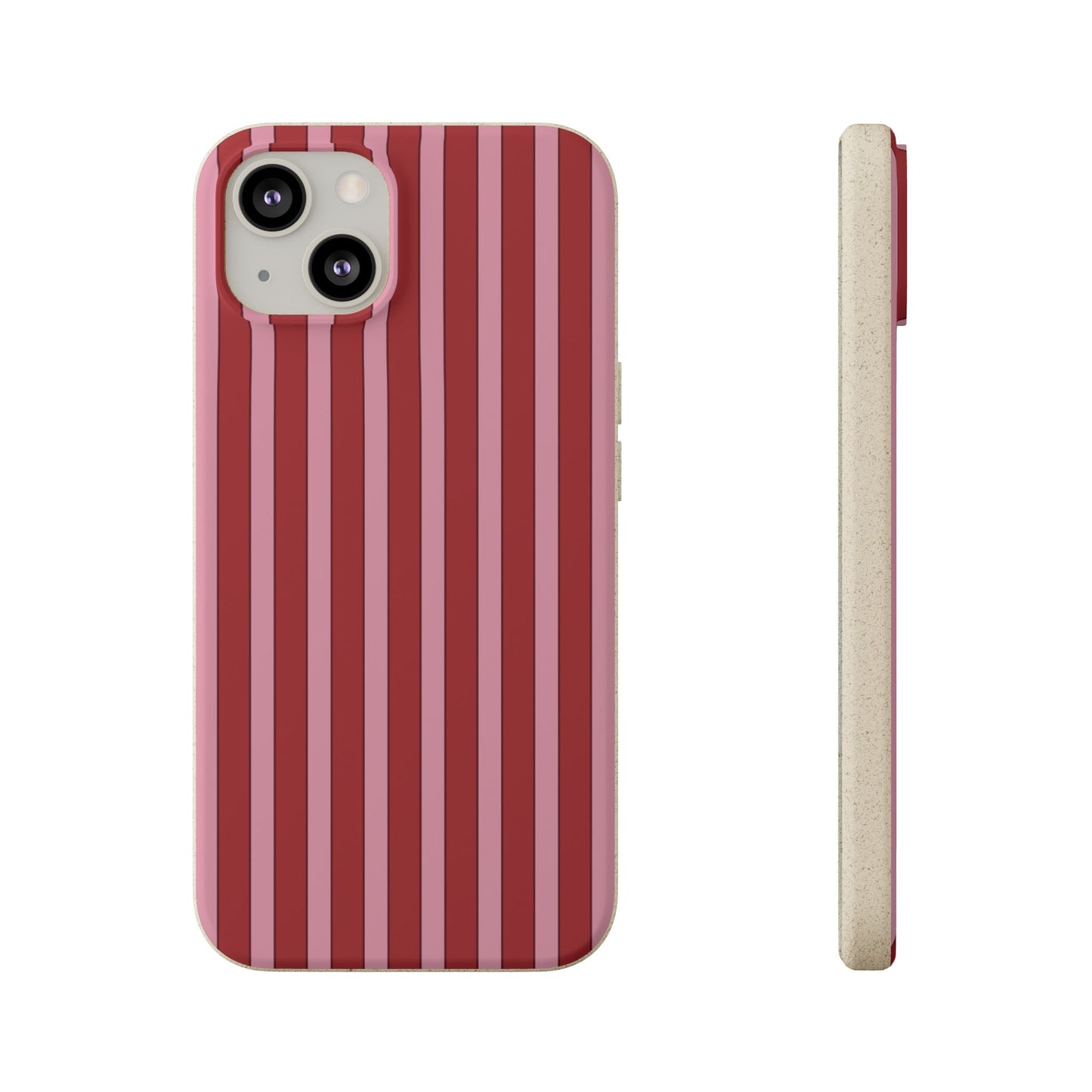 Biodegradable Phone Case — Red Vertical Stripe Eco Protective Cover for Apple iPhone and Samsung Galaxy.