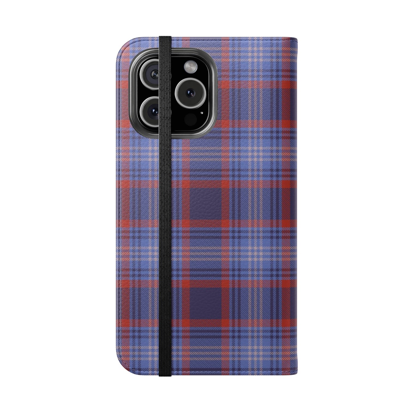 Tartan Flip Phone Case — Red & Purple Plaid Wallet Cover