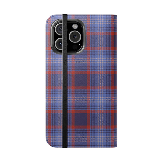 Tartan Flip Phone Case — Red & Purple Plaid Wallet Cover