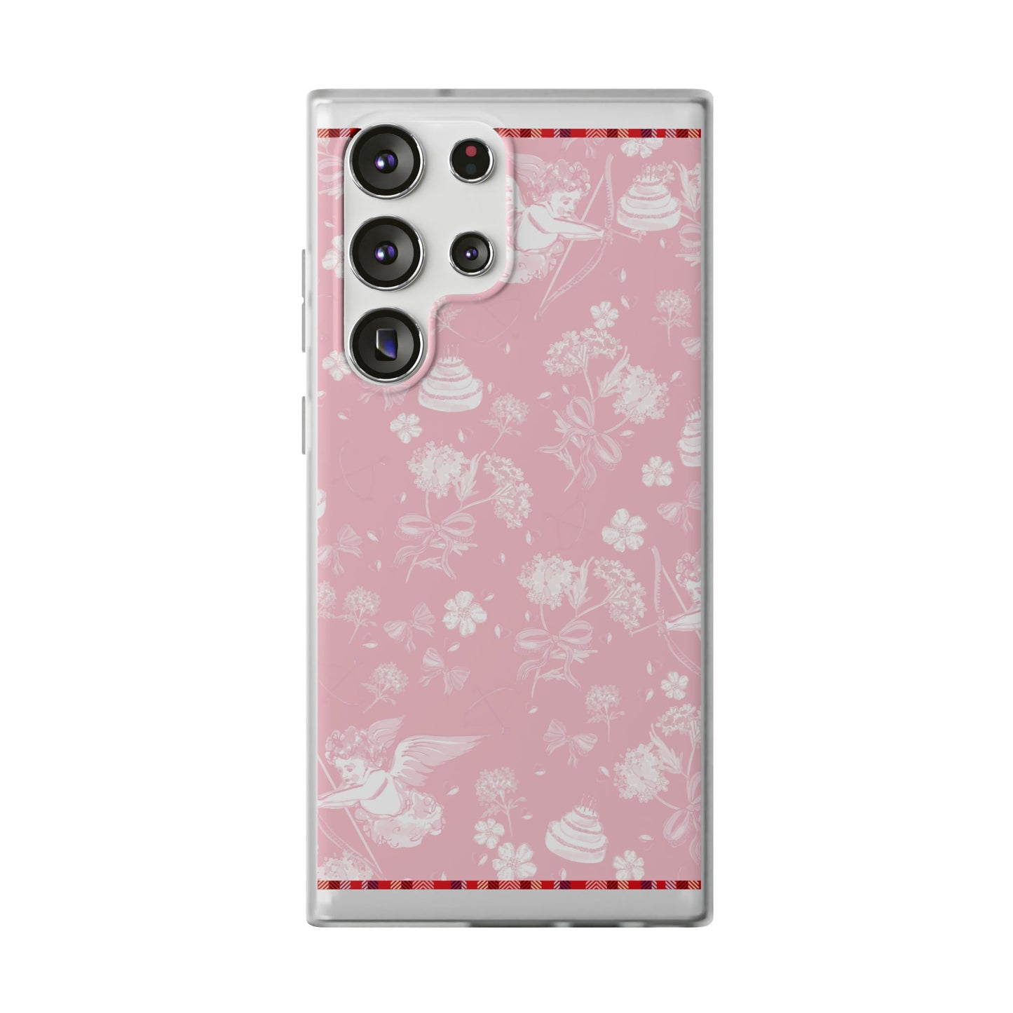Pink Floral Cherub Flexi Phone Case for Apple iPhone and Samsung Galaxy.