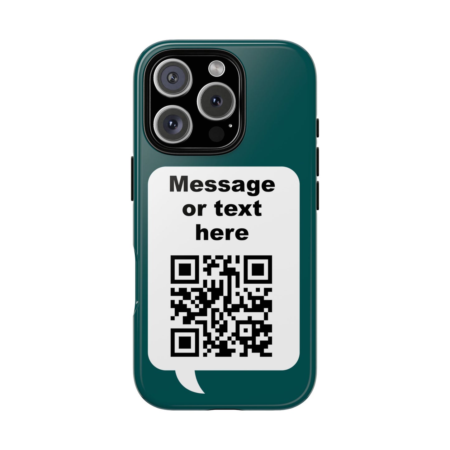 Custom QR Code Tough Phone Case — "Custom text" Contact Case