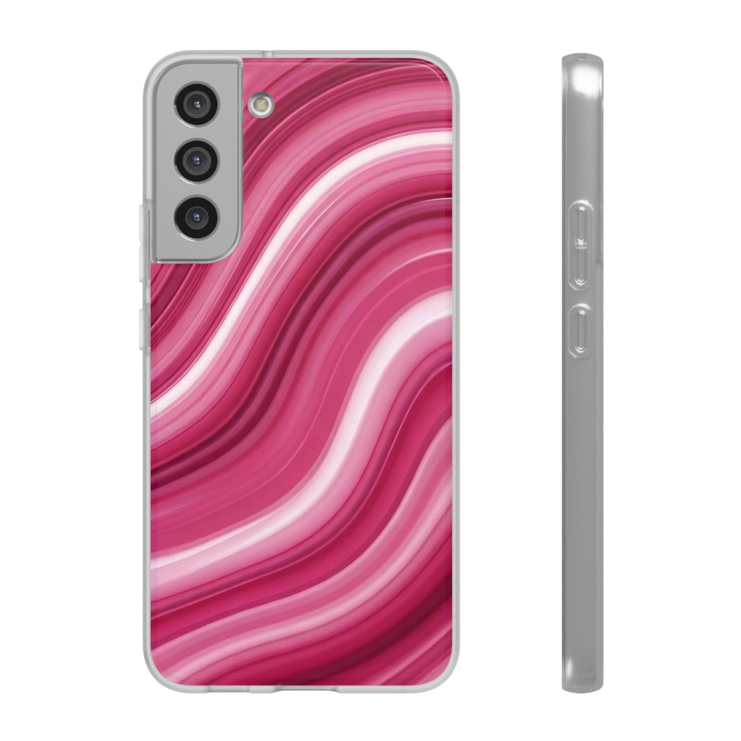 Pink Marble Wave Phone Case — Abstract Swirl Flexi Case for Apple iPhone, Samsung Galaxy.