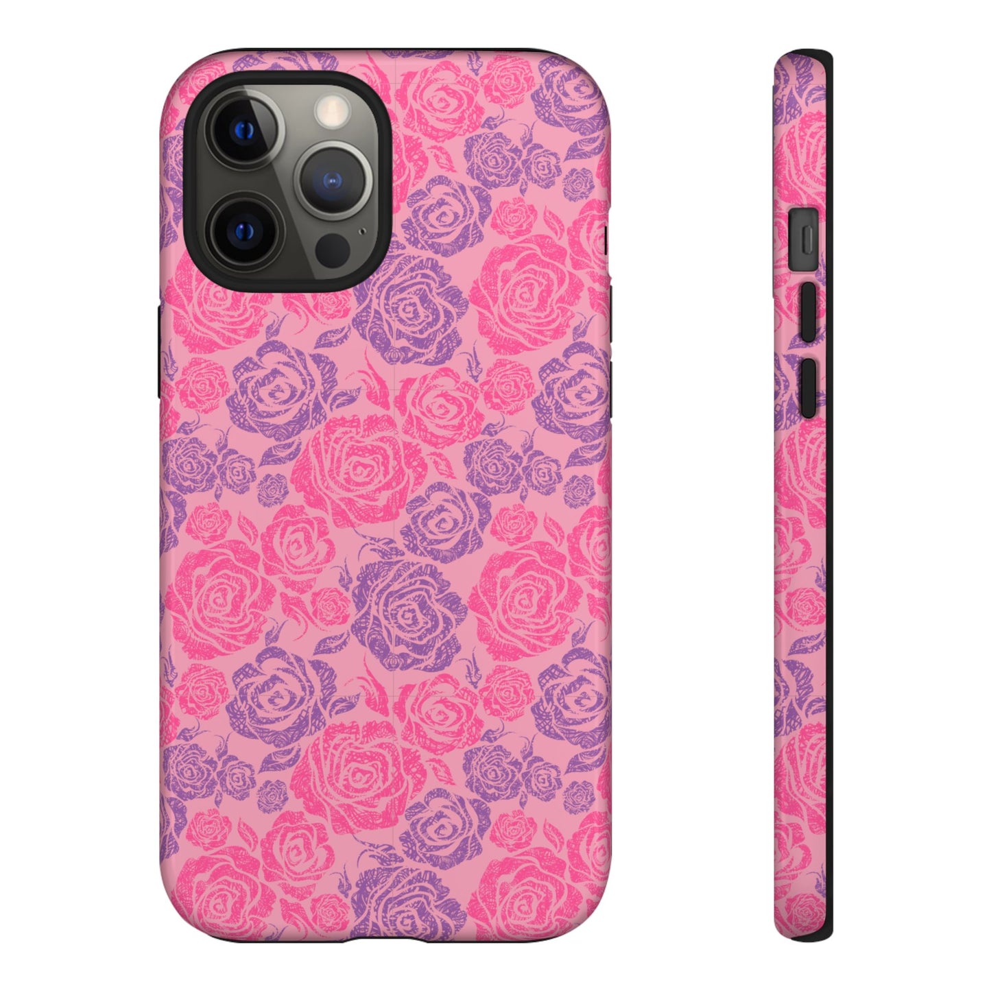 Pink & Lavender Rose Pattern Tough Phone Case