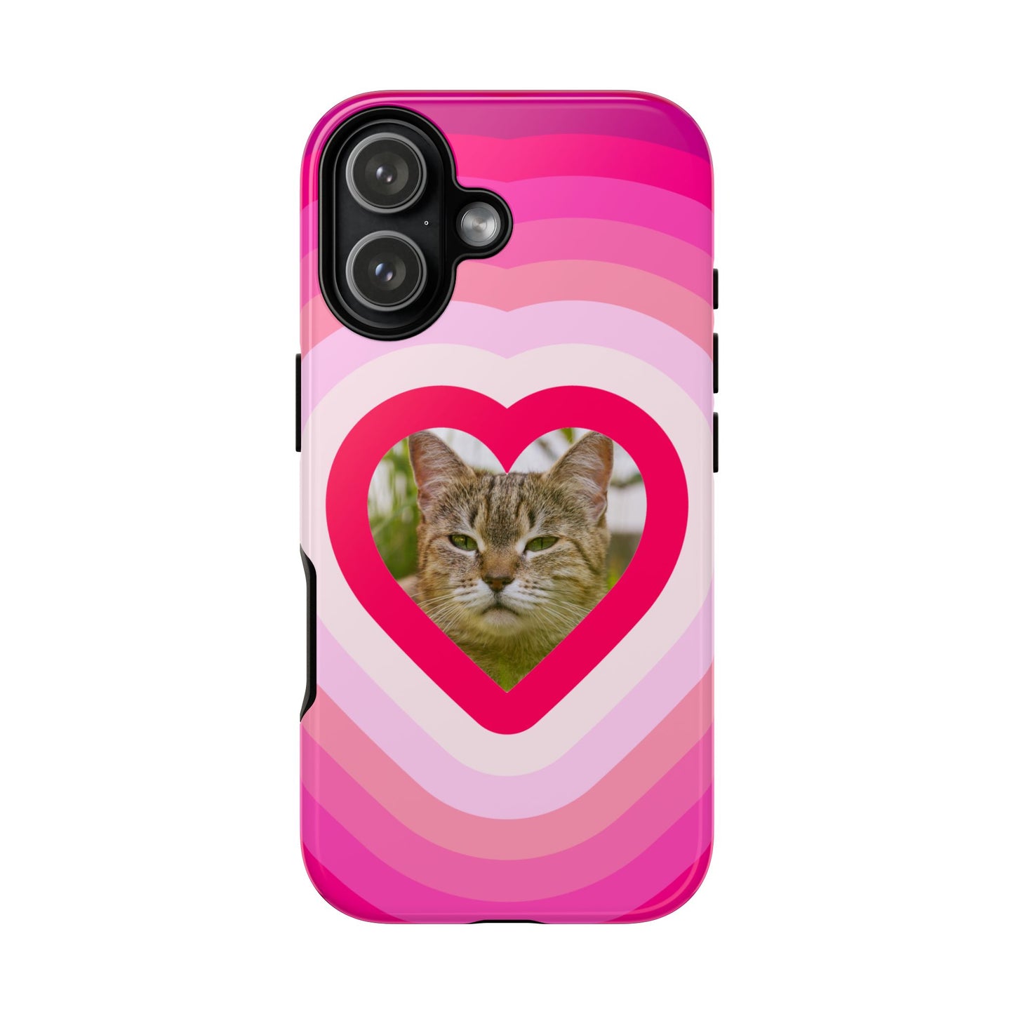 Single Image Personalised  Heart Photo Phone Case – Pink Gradient Love Tough Case for Apple iPhone, Samsung Galaxy and Google Pixel.