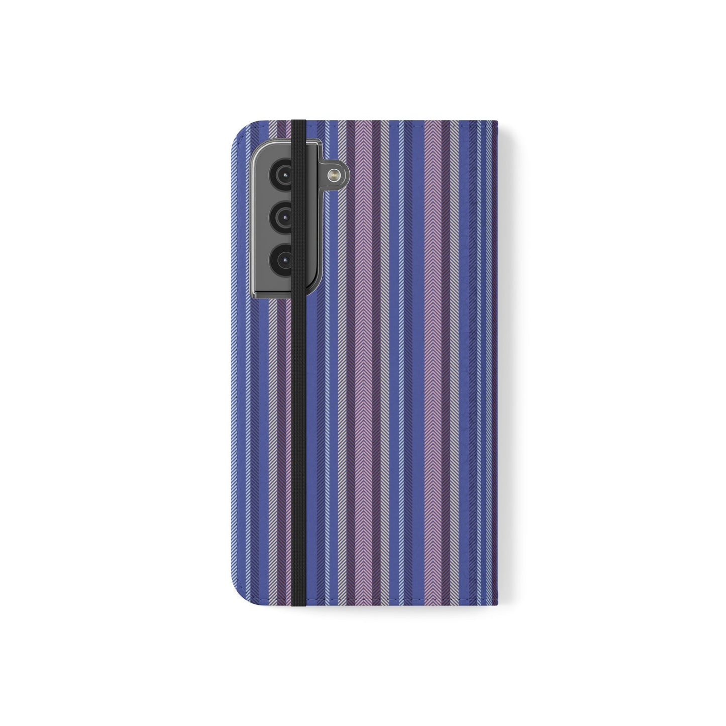 Striped Blue Flip Phone Case — Wallet Folio Phone Cover