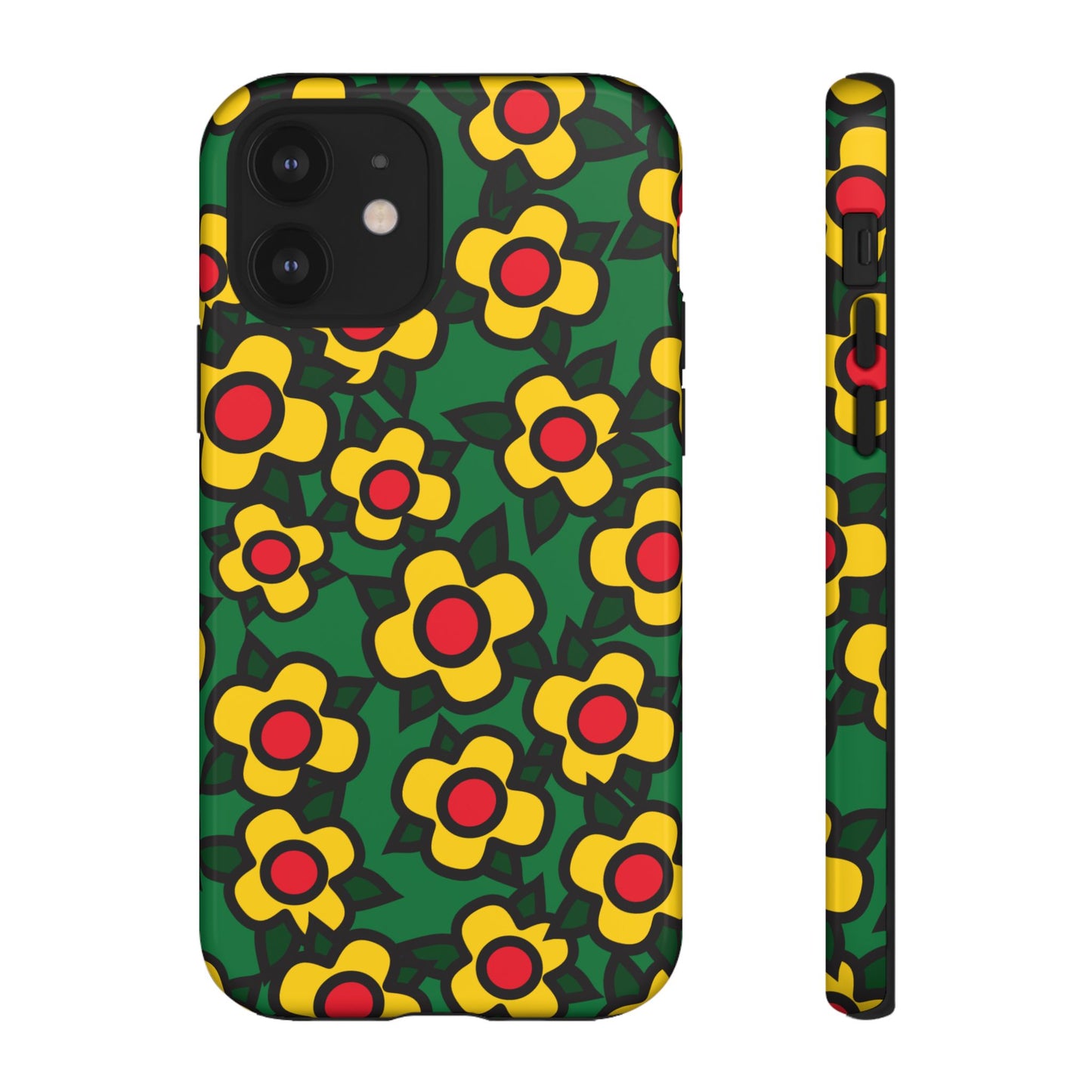 Floral Pop Tough Phone Case — Retro Yellow Red Flower Pattern