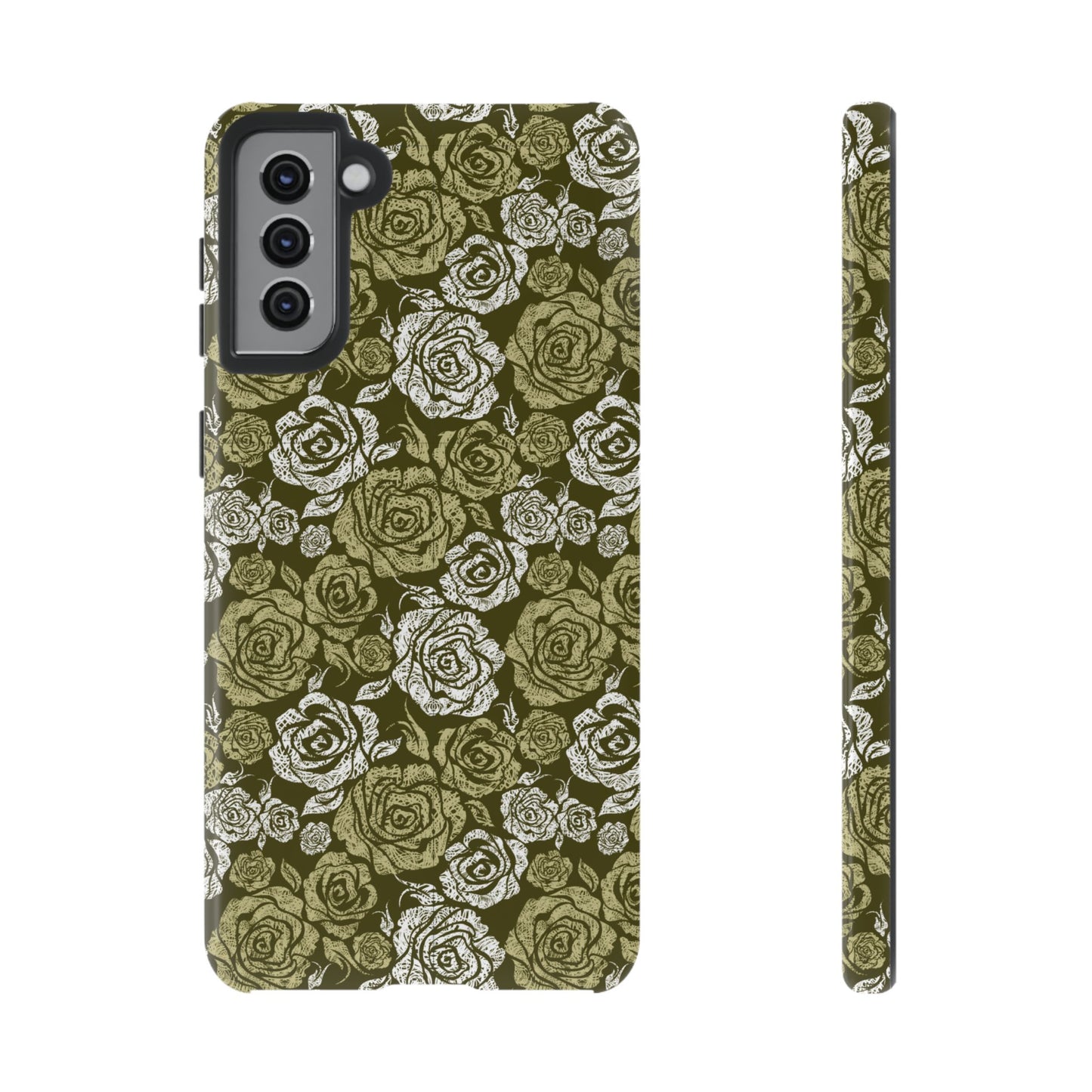 Floral Olive Rose Pattern Tough Phone Case