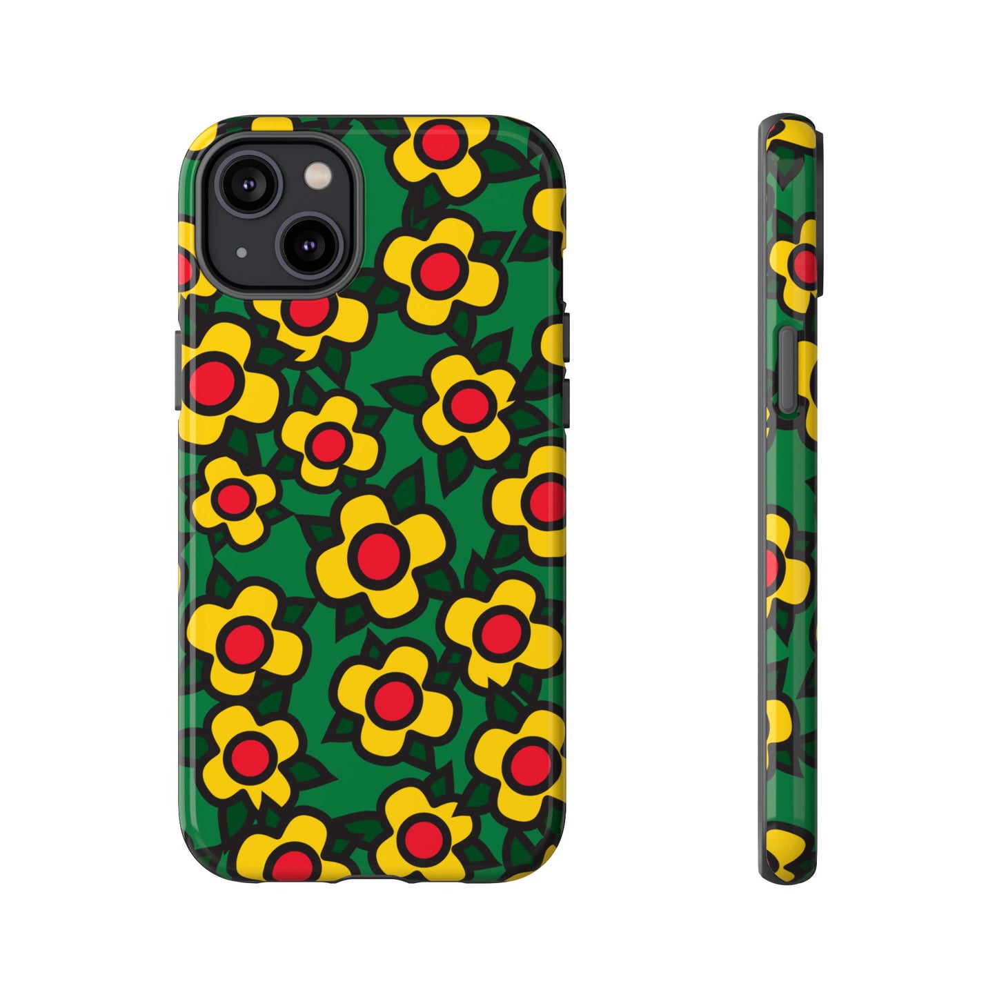 Floral Pop Tough Phone Case — Retro Yellow Red Flower Pattern