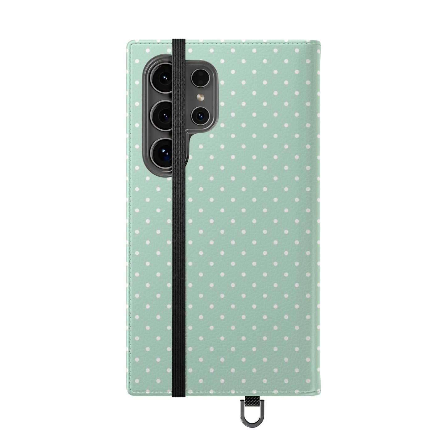 Polka Dot Flip Phone Case — Pastel Green-White Polka Dot Wallet Cover
