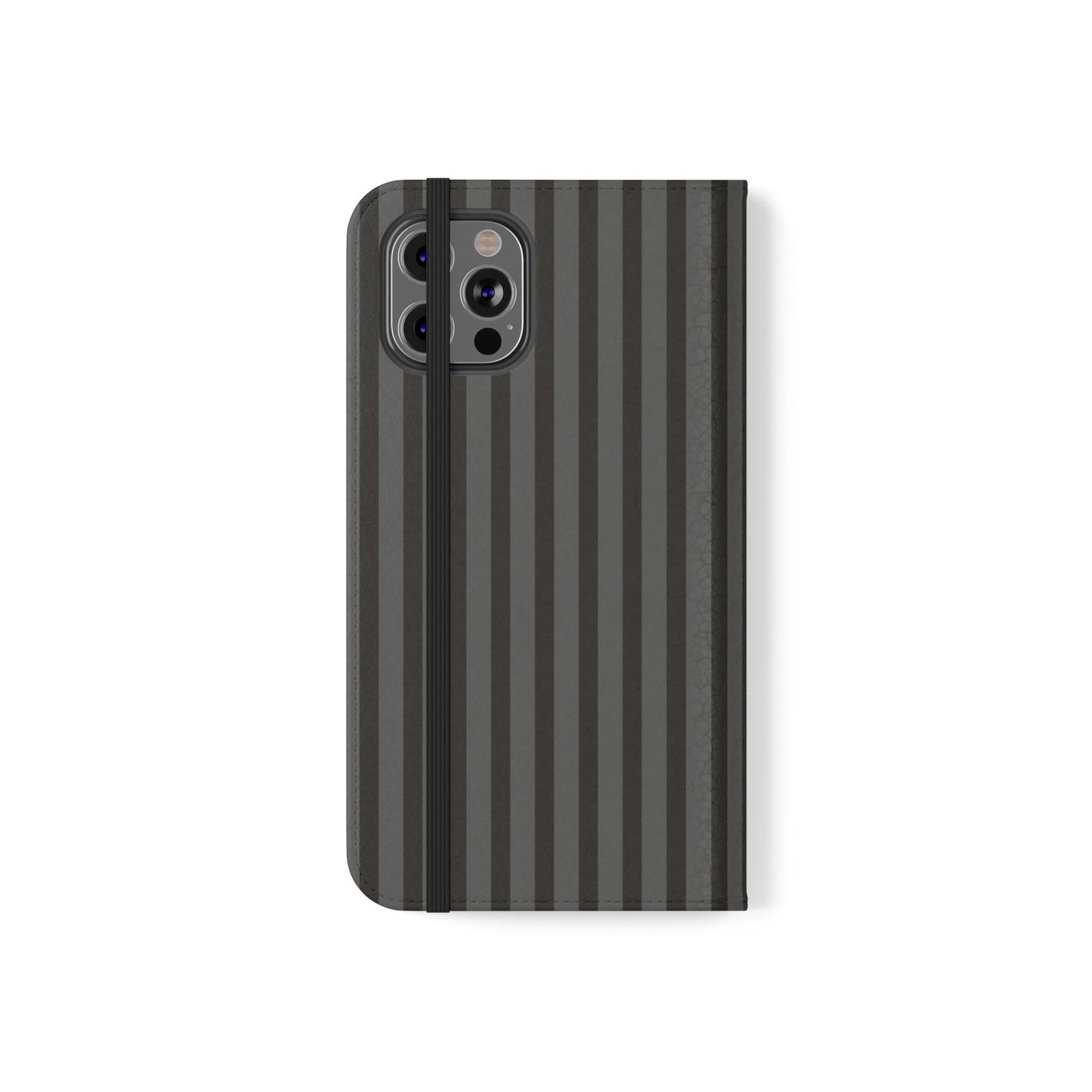 Striped Gray Flip Phone Case — Wallet Flip Case with Card Slots