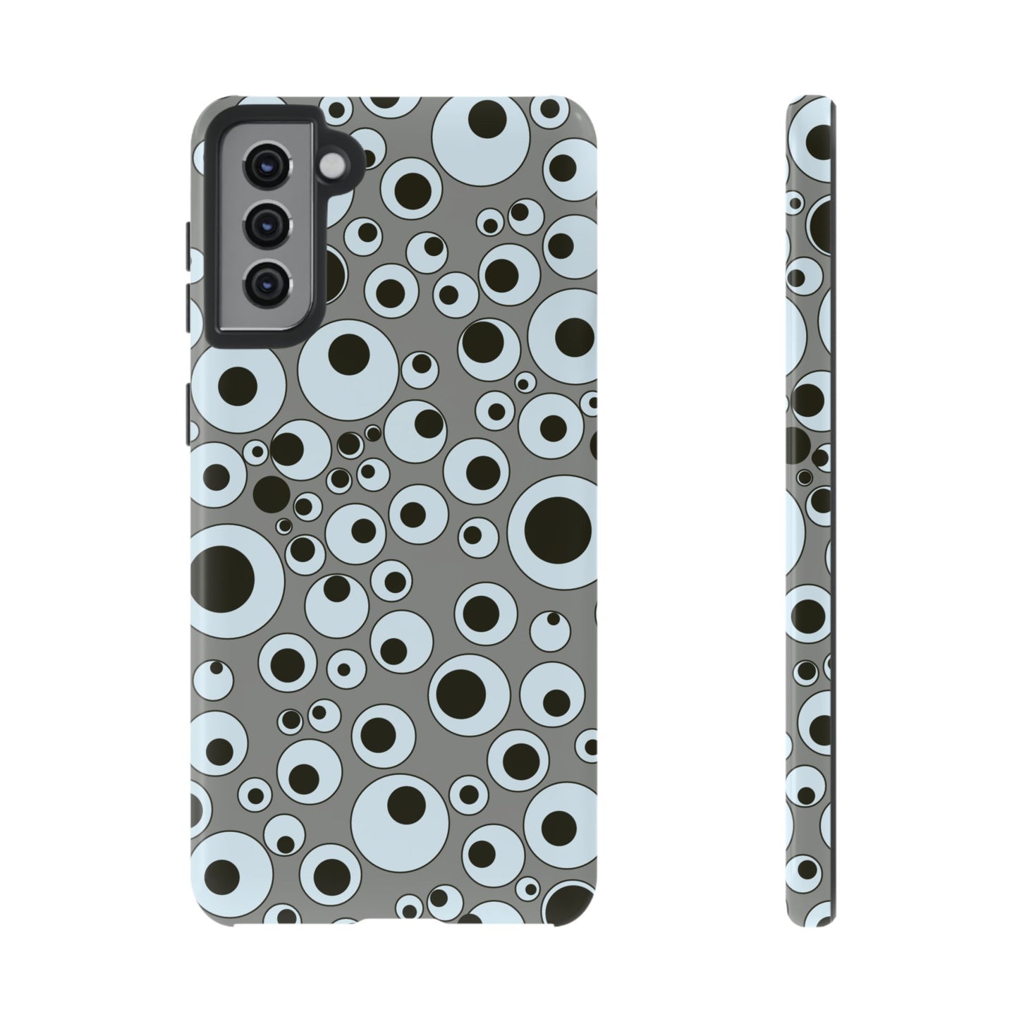 Bubble Pattern Tough Phone Case – Grey Retro Polka-Dot Design