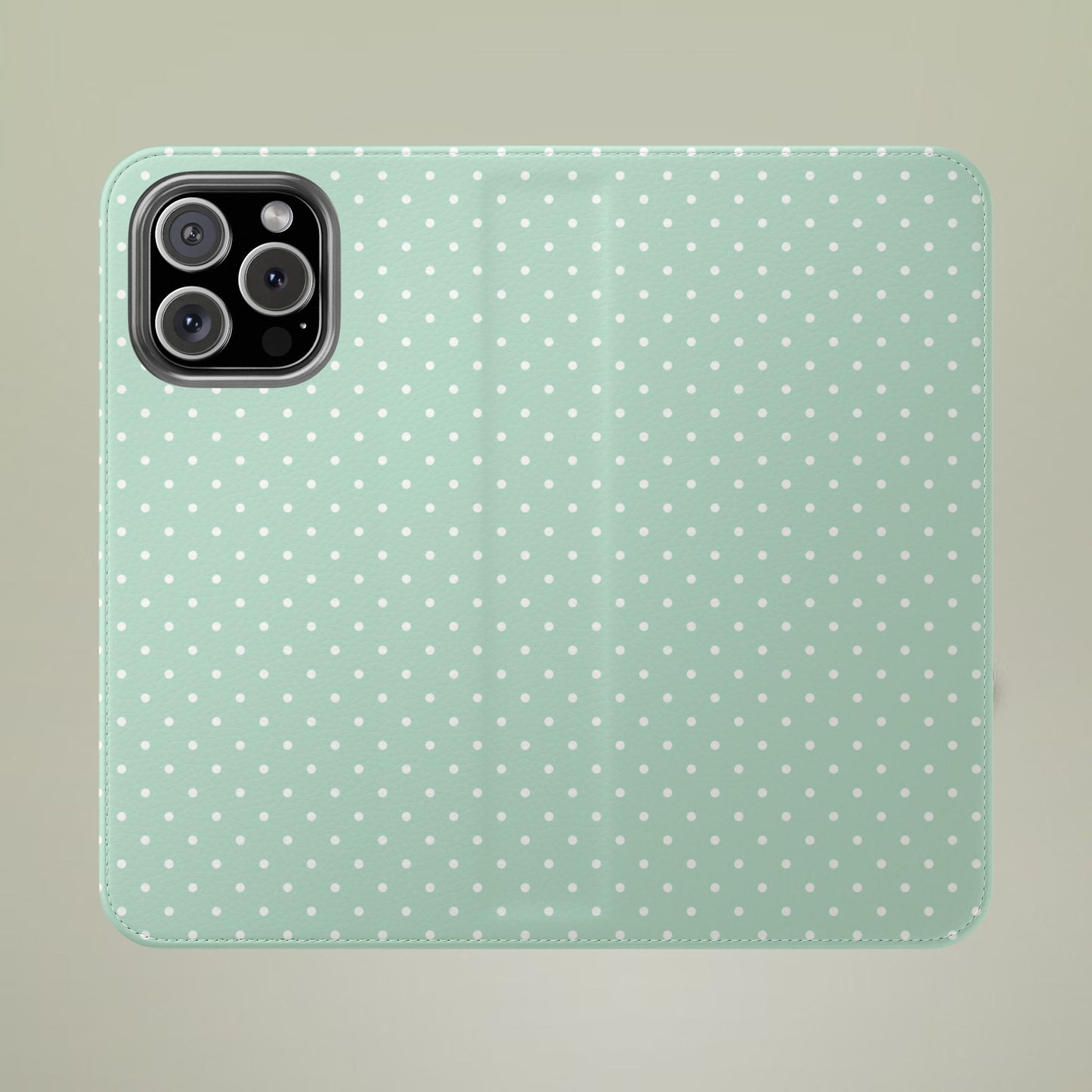 Polka Dot Flip Phone Case — Pastel Green-White Polka Dot Wallet Cover