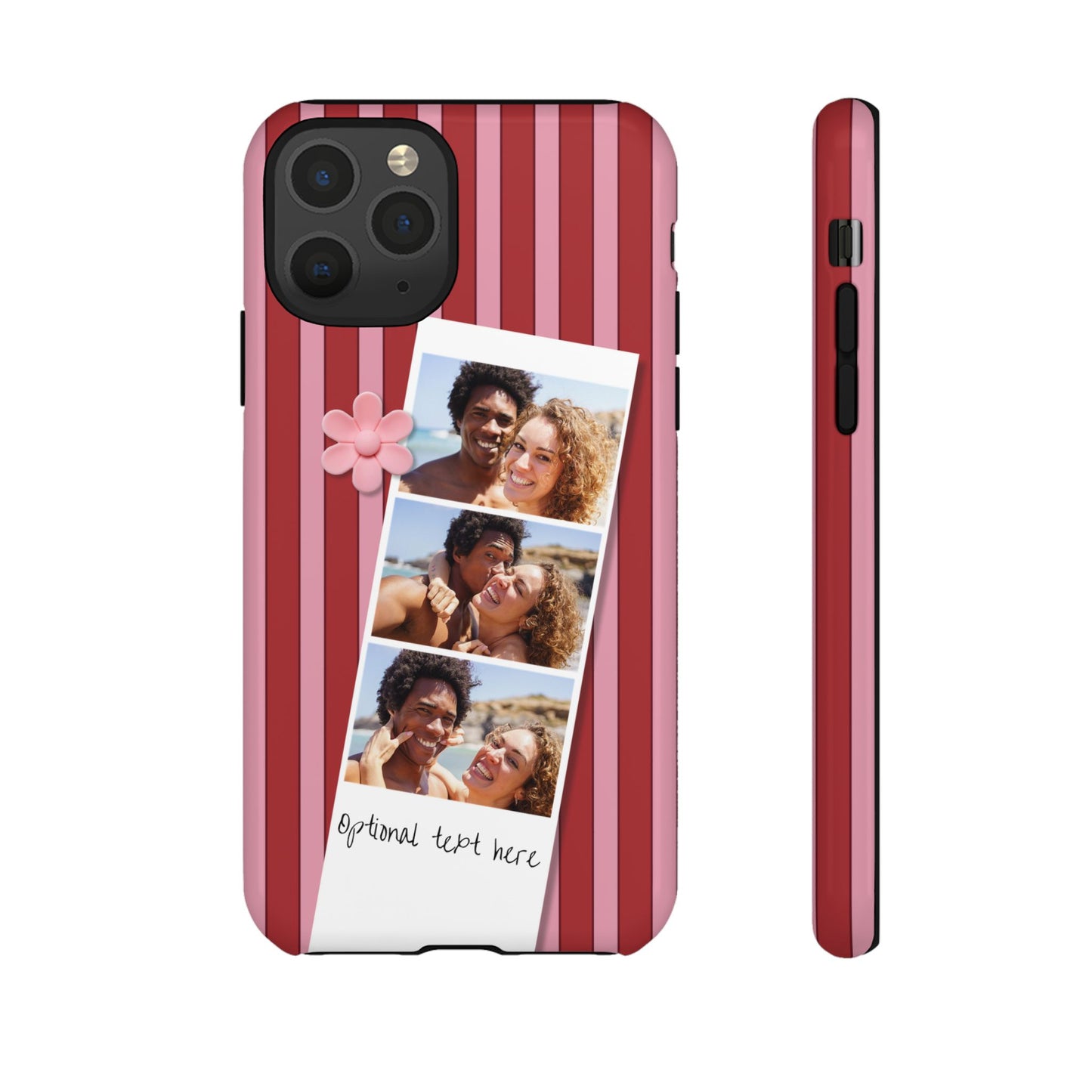 Customisable Three Photo Personalised Collage Tough Phone Case for Apple iPhone, Samsung Galaxy and Google Pixel.