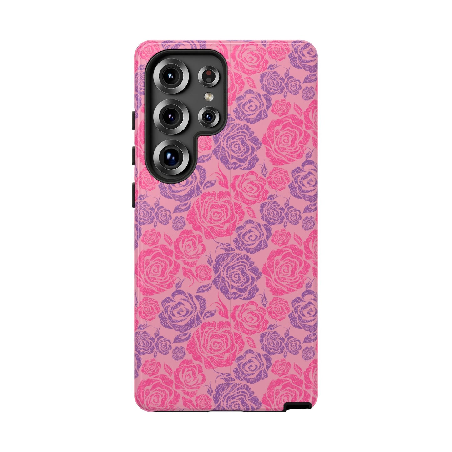 Pink & Lavender Rose Pattern Tough Phone Case