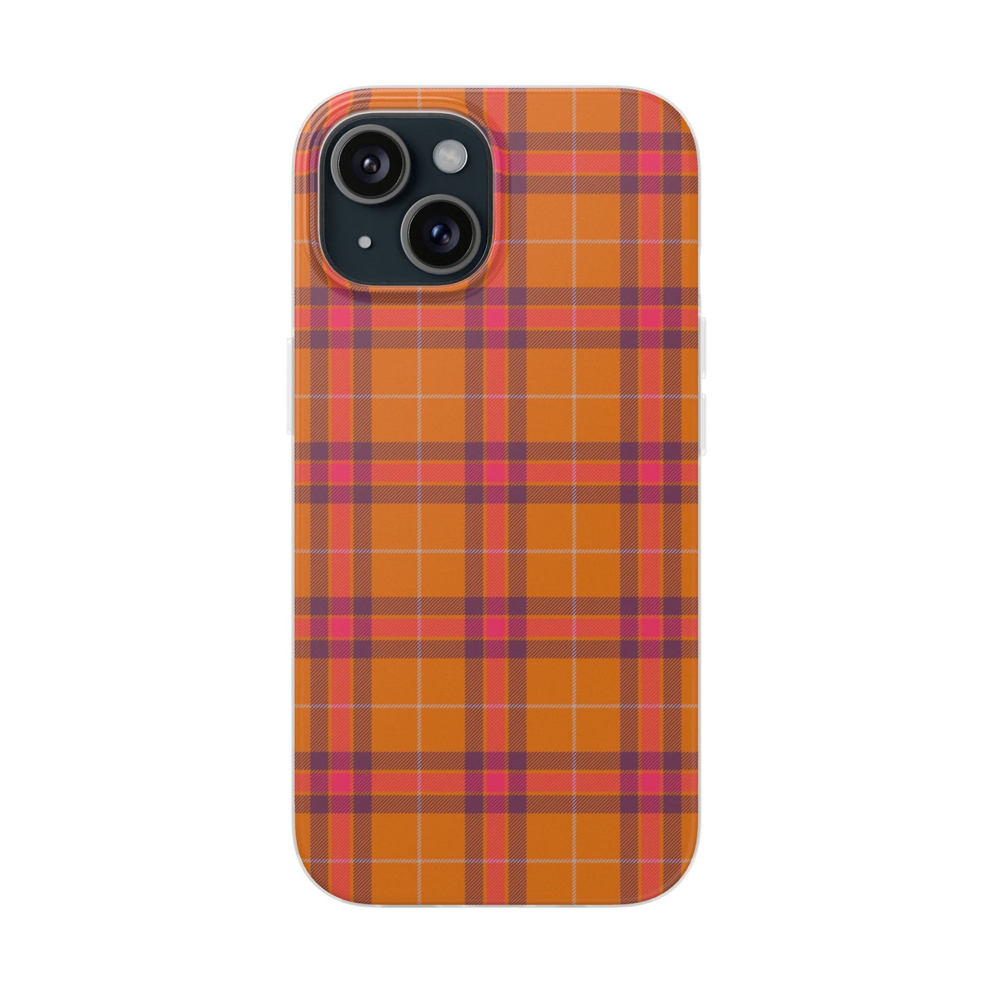 Orange Plaid Flexi Phone Case for Apple iPhone and Samsung Galaxy.