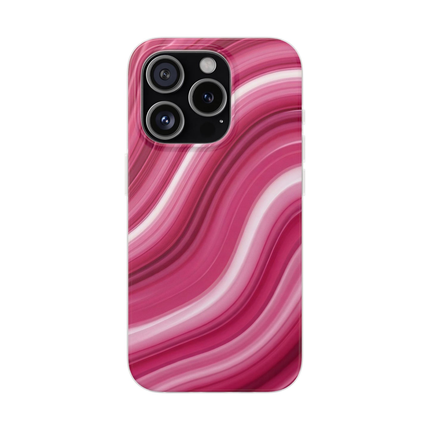 Pink Marble Wave Phone Case — Abstract Swirl Flexi Case for Apple iPhone, Samsung Galaxy.