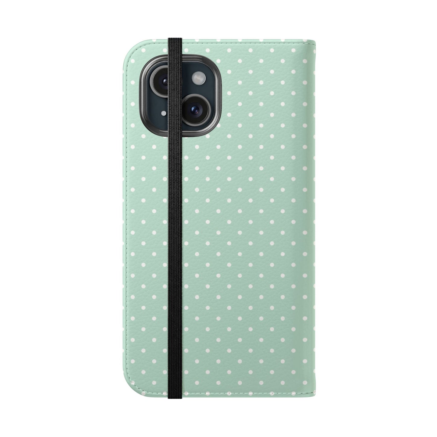 Polka Dot Flip Phone Case — Pastel Green-White Polka Dot Wallet Cover