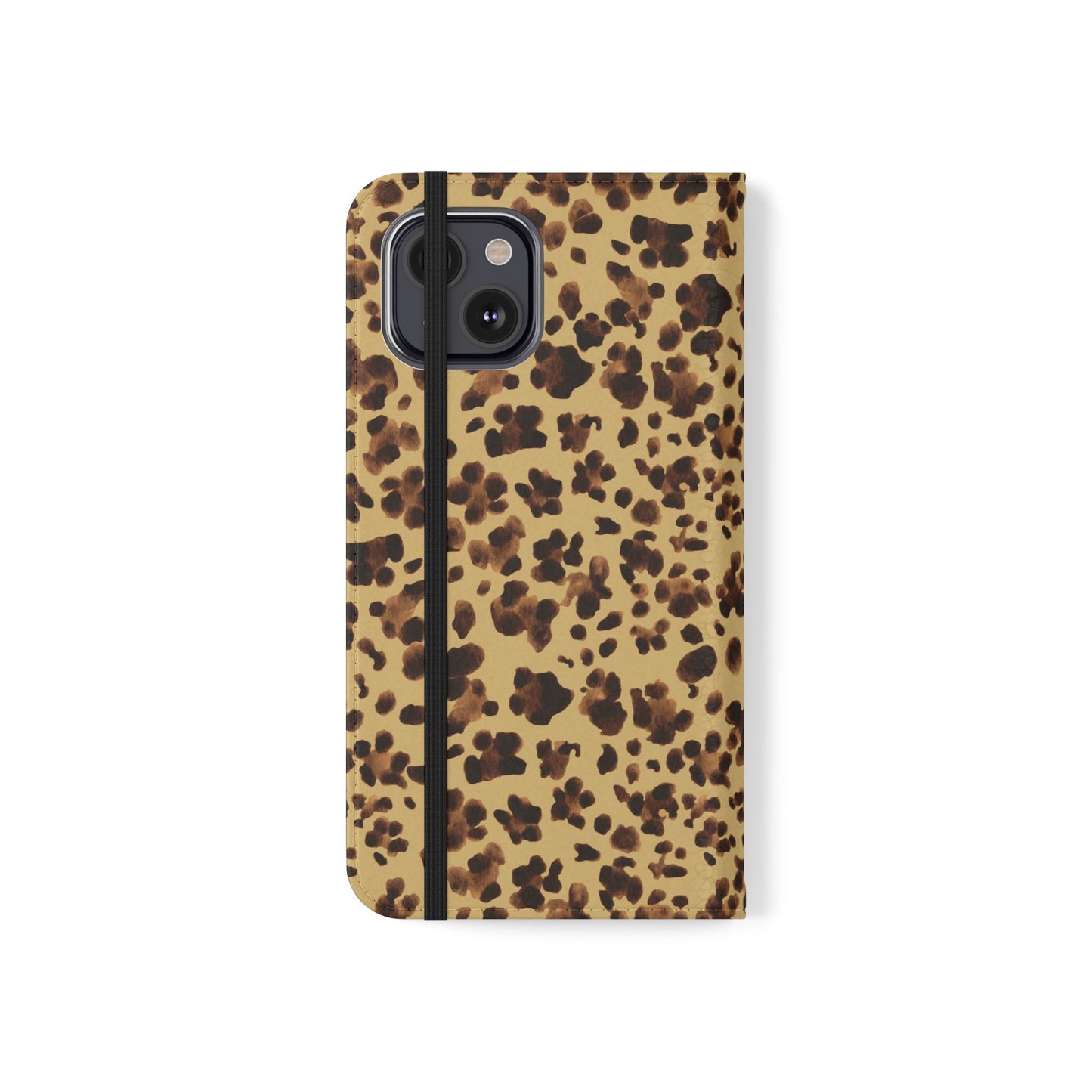 Leopard Print watercolour Flip Phone Case - Stylish Wallet Folio Cover with Card Slots