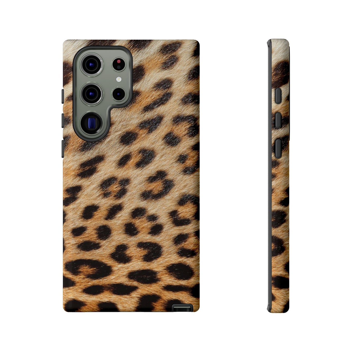 Leopard Print Tough Phone Case — Durable Protective Case with Wild Animal Fur Design