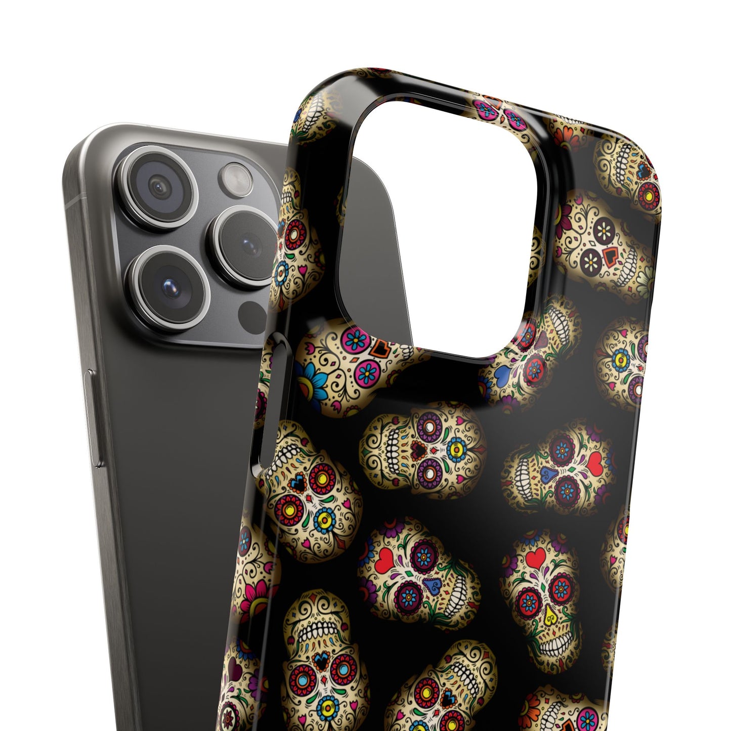 Sugar Skull — Day of the Dead Floral Slim Case for Apple iPhone, Samsung Galaxy and Google Pixel.