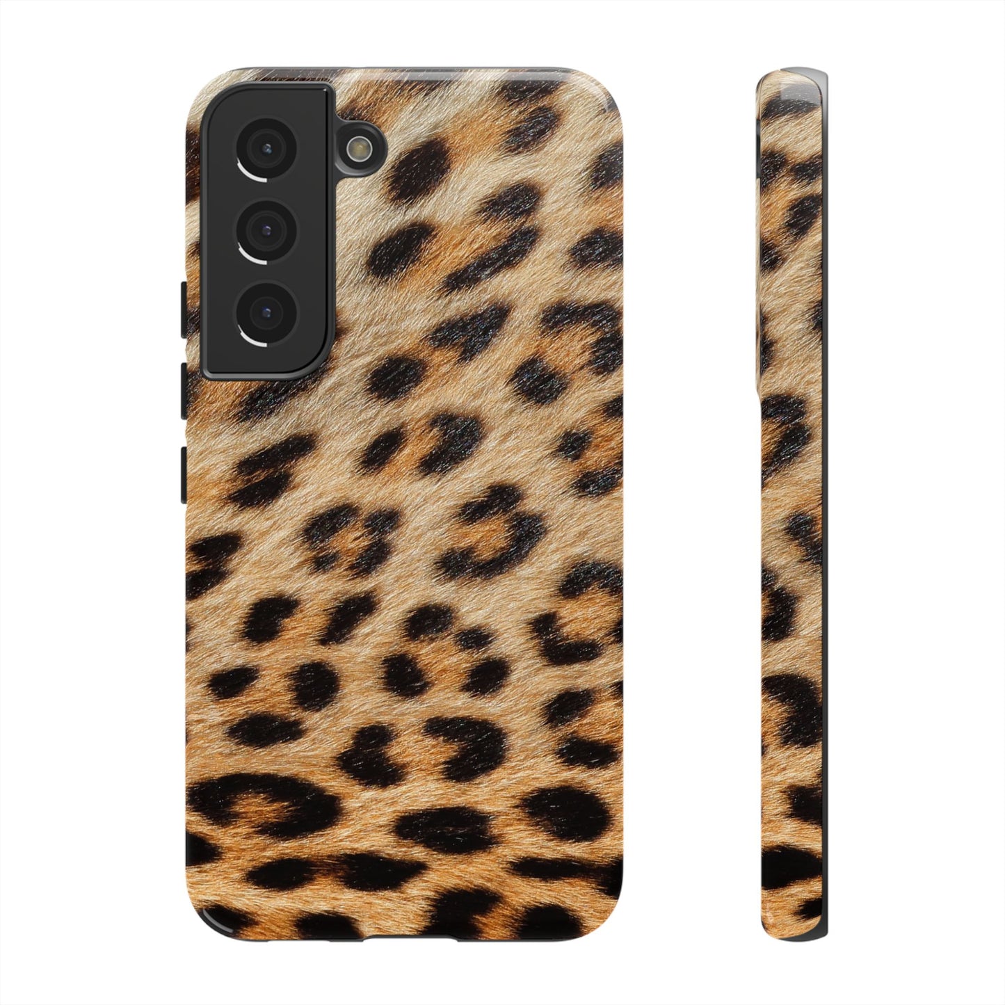 Leopard Print Tough Phone Case — Durable Protective Case with Wild Animal Fur Design