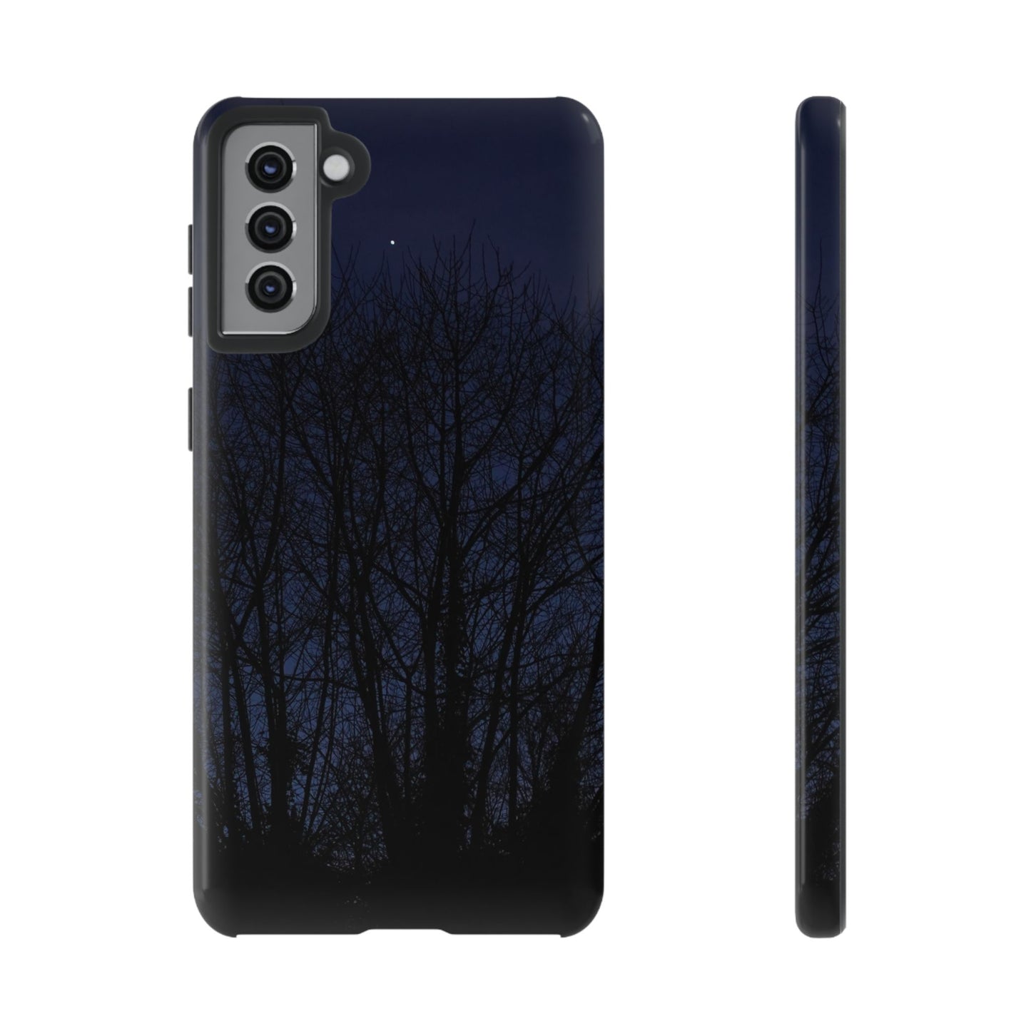 Night Forest Phone Case — Dark Tree Silhouette Protective Tough Case