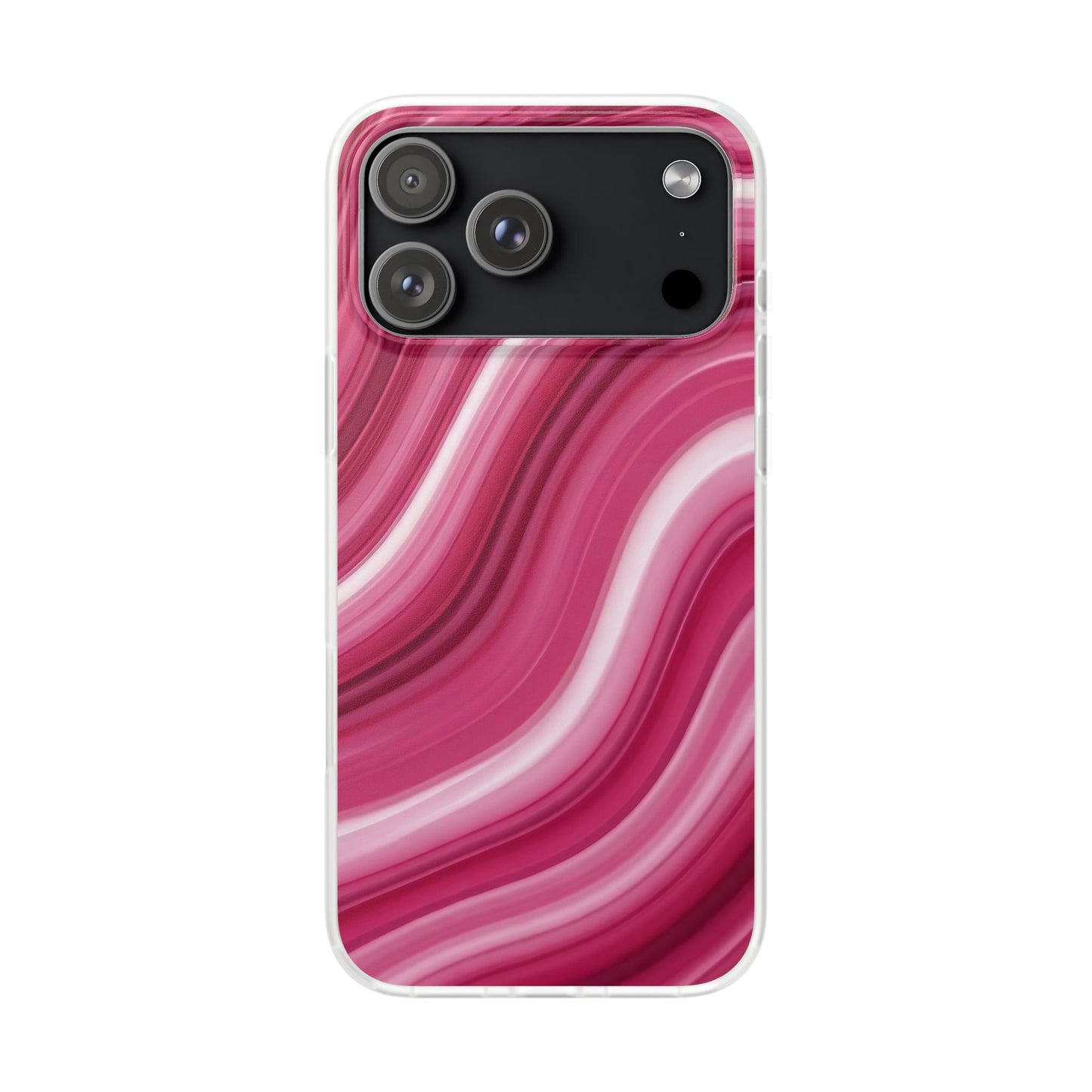 Pink Marble Wave Phone Case — Abstract Swirl Flexi Case for Apple iPhone, Samsung Galaxy.