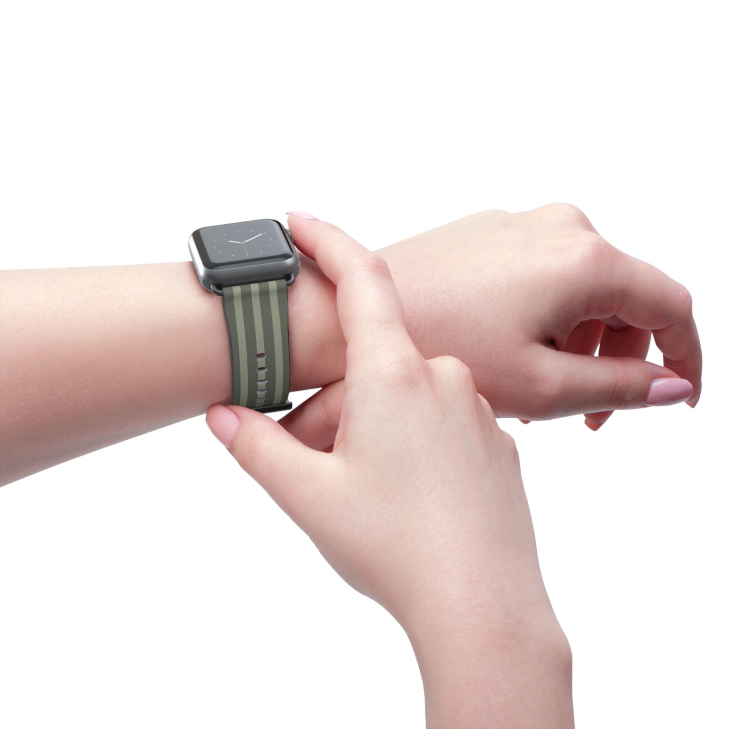 Striped Olive Green Watch Band — Durable Silicone Apple Watch Strap
