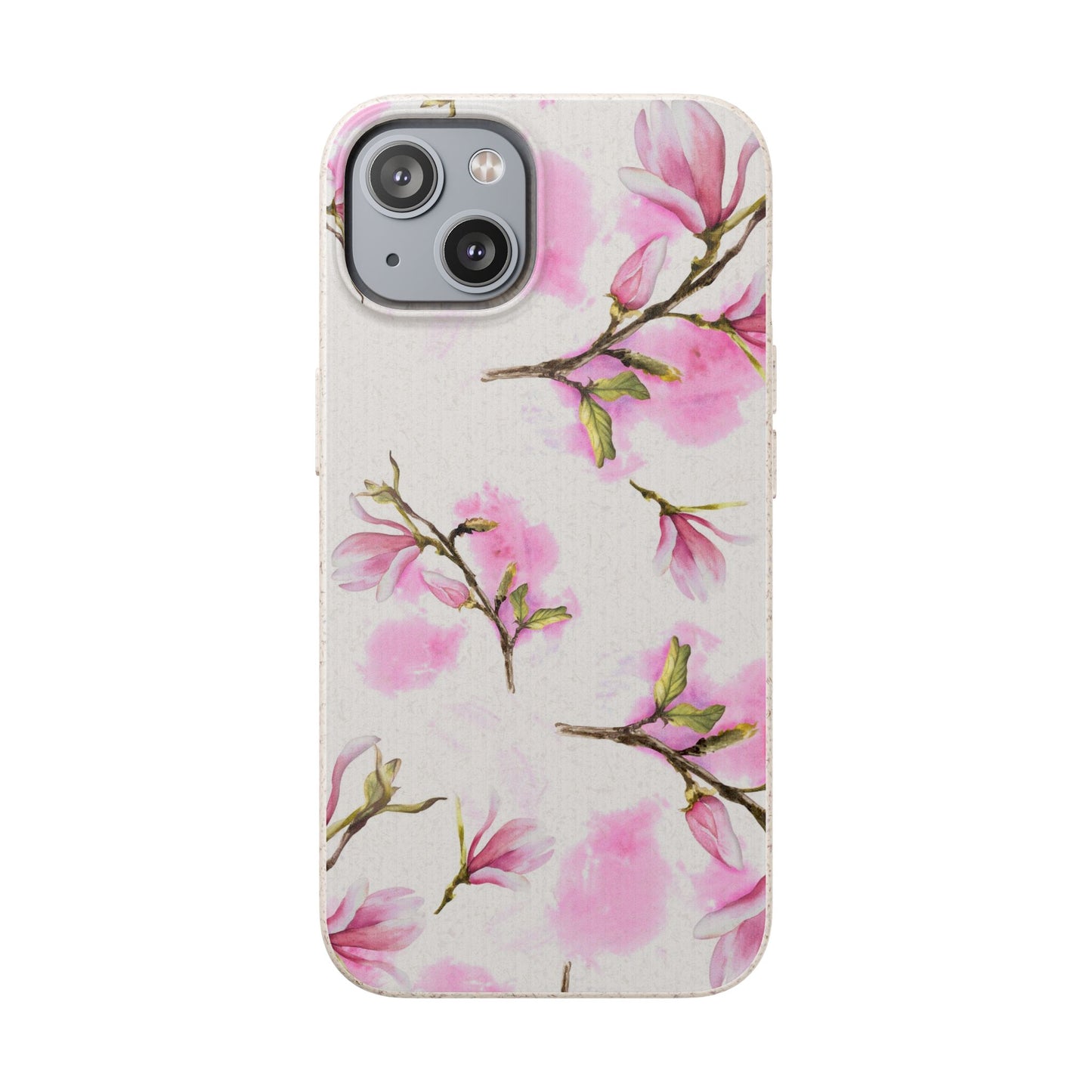 Biodegradable Phone Case — Pink Magnolia Floral Eco Phone Cover for Apple iPhone and Samsung Galaxy.