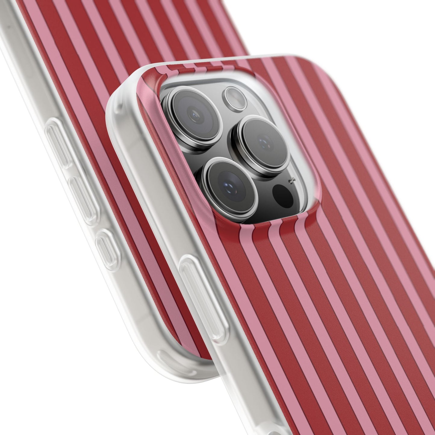 Red Vertical Stripe Protective Flexi Case for Apple iPhone, Samsung Galaxy.