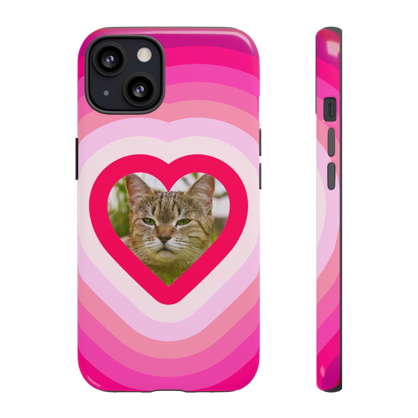 Single Image Personalised  Heart Photo Phone Case – Pink Gradient Love Tough Case for Apple iPhone, Samsung Galaxy and Google Pixel.
