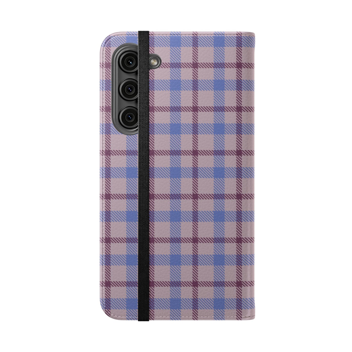 Tartan Flip Phone Case — Blue & Purple Plaid Wallet Cover