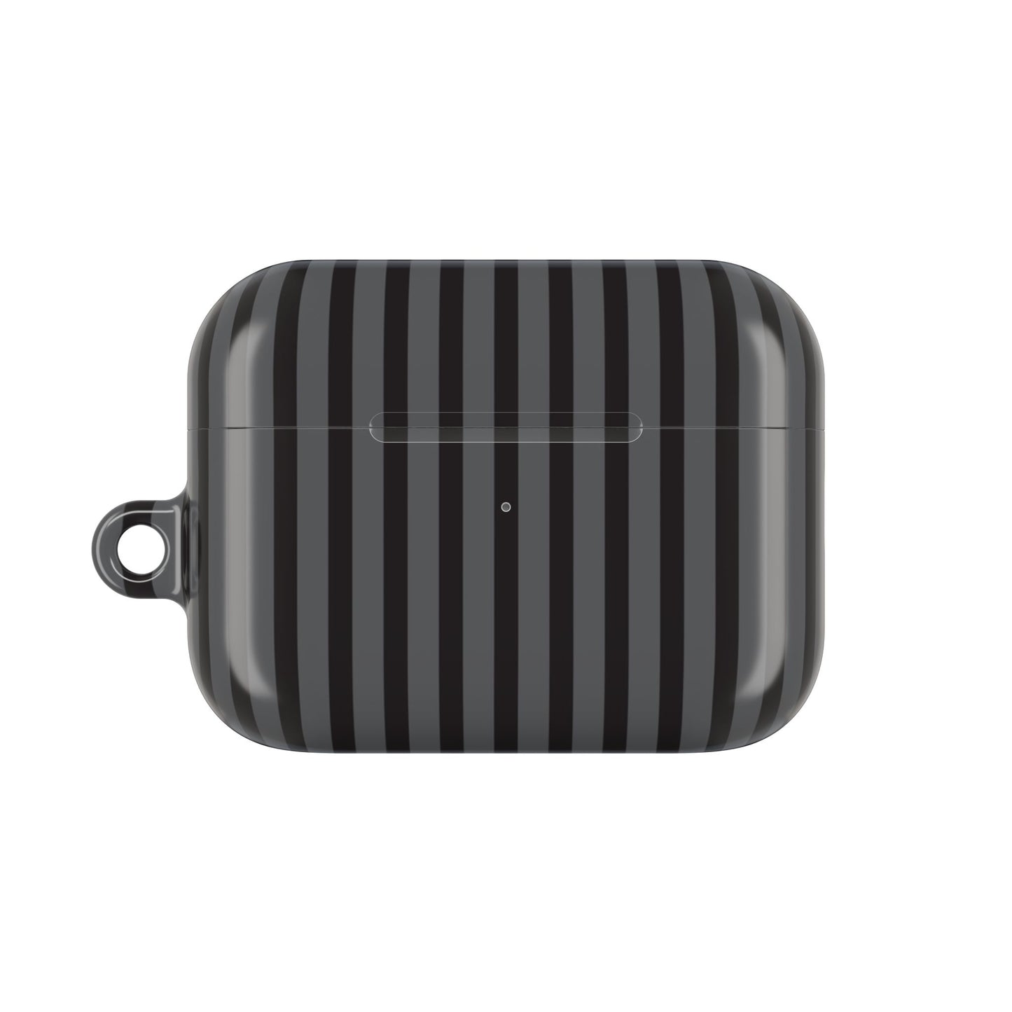 Striped Black AirPod Case – Slim Protective Cover with Keyring Loop