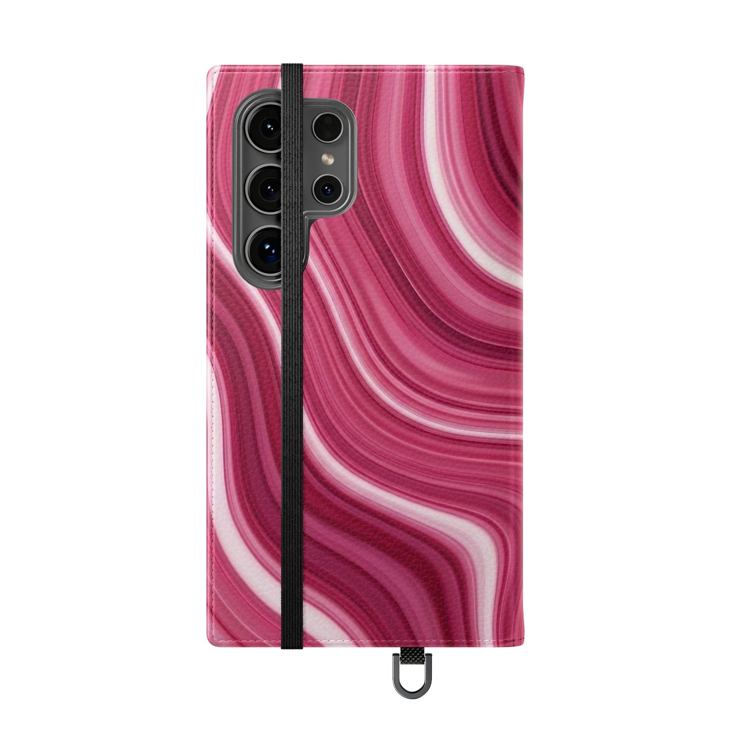 Pink Marble Swirl Flip Case — Wallet Phone Cover with Card Slots