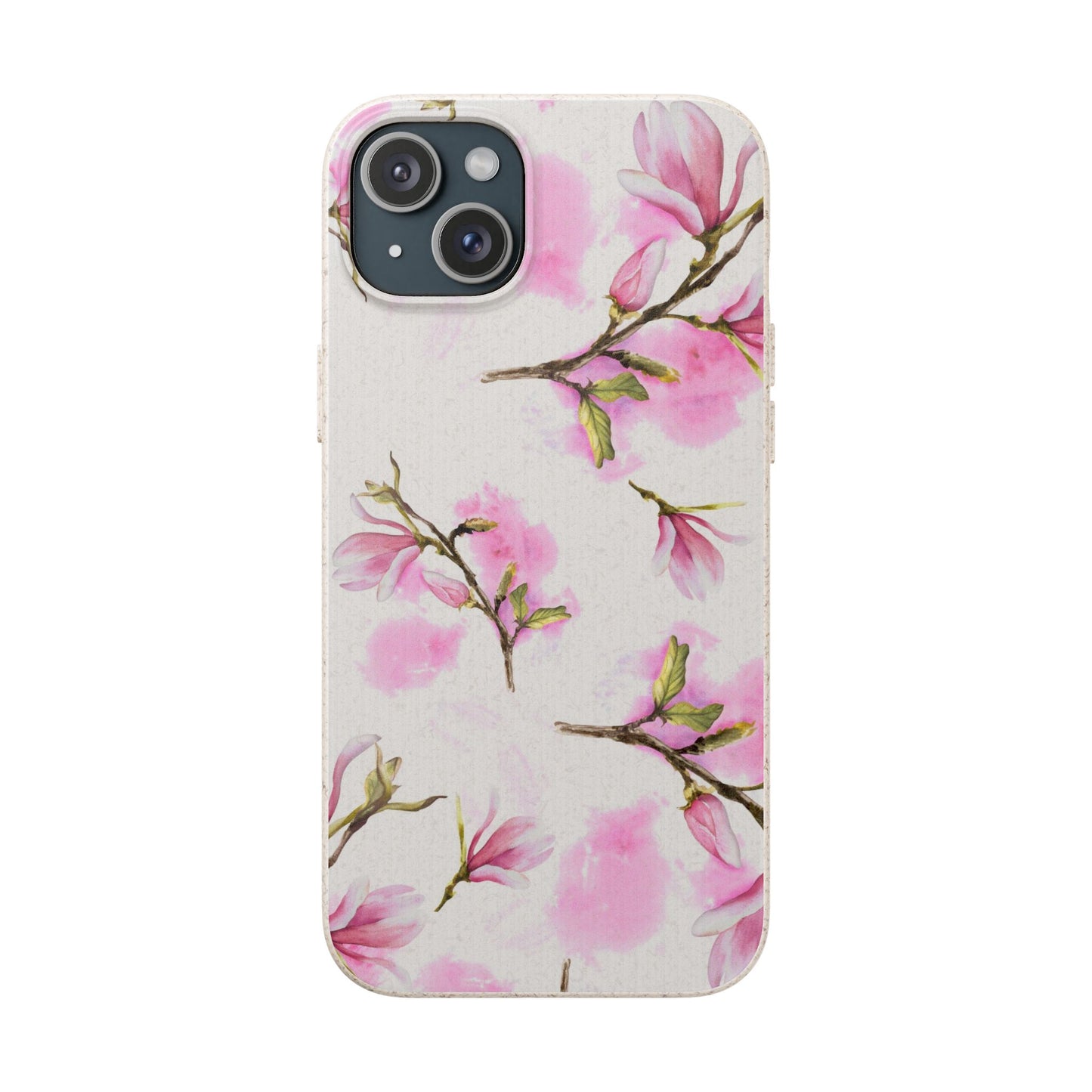 Biodegradable Phone Case — Pink Magnolia Floral Eco Phone Cover for Apple iPhone and Samsung Galaxy.