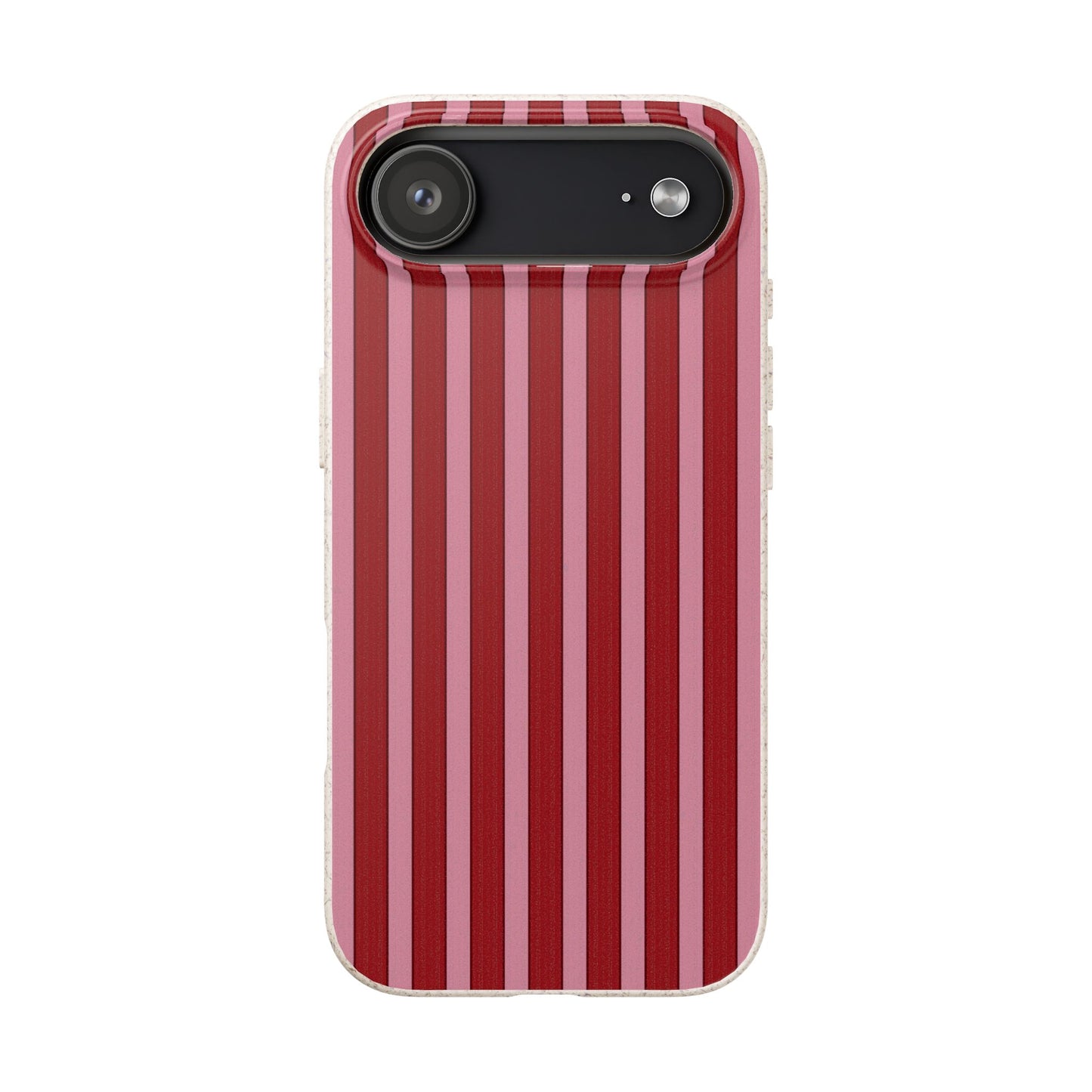 Biodegradable Phone Case — Red Vertical Stripe Eco Protective Cover for Apple iPhone and Samsung Galaxy.