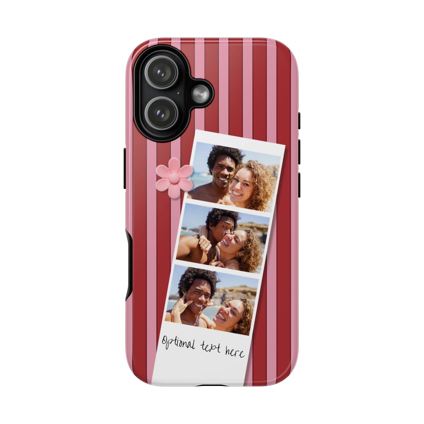 Customisable Three Photo Personalised Collage Tough Phone Case for Apple iPhone, Samsung Galaxy and Google Pixel.