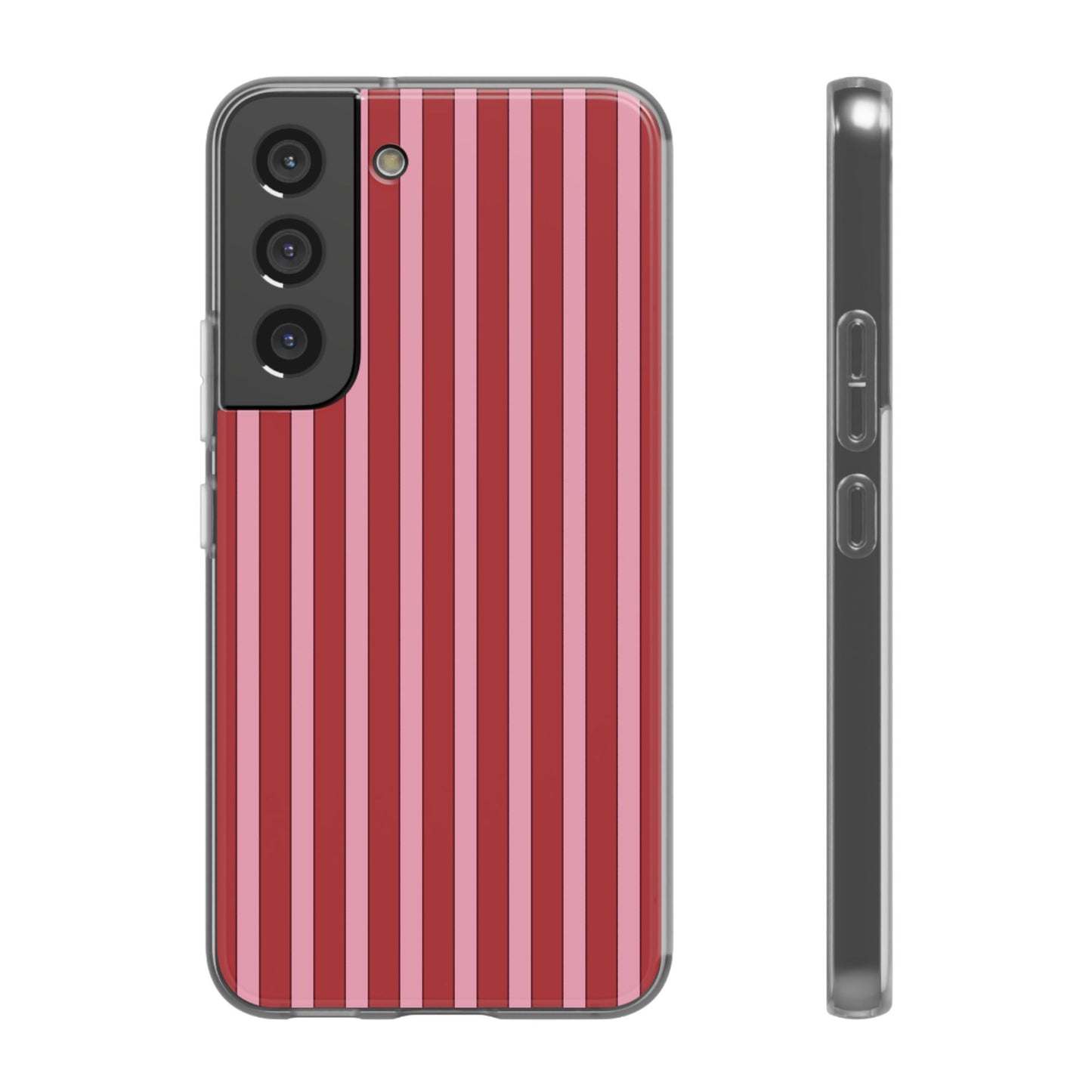 Red Vertical Stripe Protective Flexi Case for Apple iPhone, Samsung Galaxy.