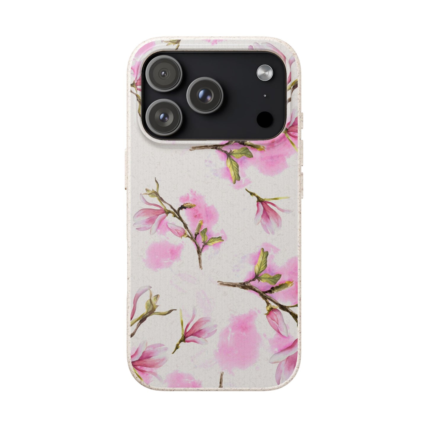 Biodegradable Phone Case — Pink Magnolia Floral Eco Phone Cover for Apple iPhone and Samsung Galaxy.