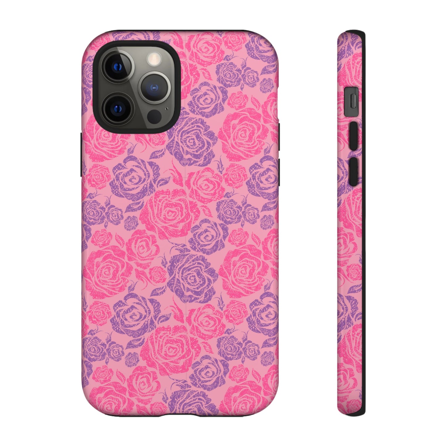 Pink & Lavender Rose Pattern Tough Phone Case