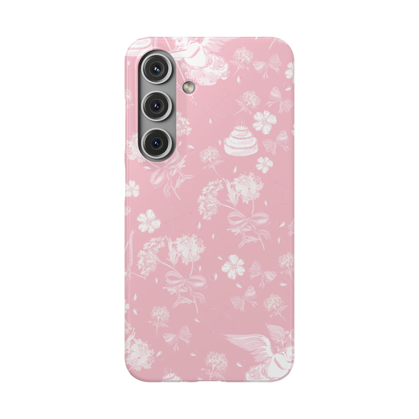 Pink Floral Slim Phone Case for Apple iPhone, Samsung Galaxy and Google Pixel.