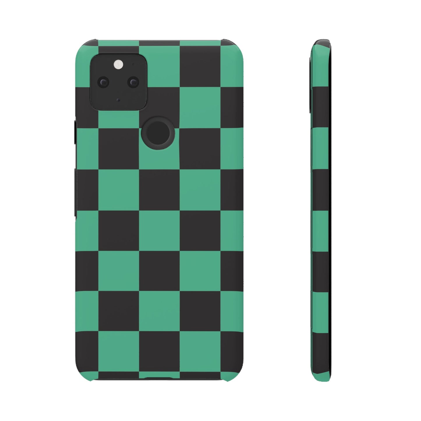 Checkered Teal Snap Case — Black & Teal Phone Cover