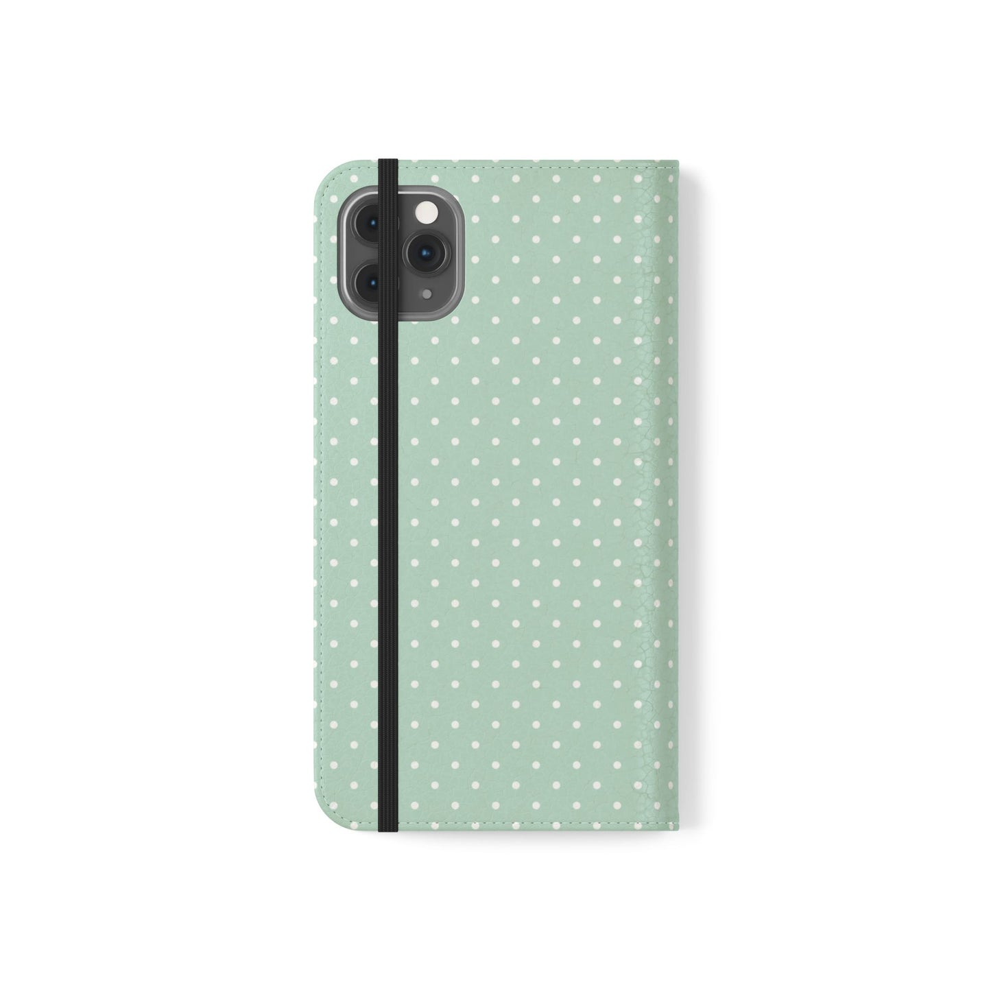 Polka Dot Flip Phone Case — Pastel Green-White Polka Dot Wallet Cover