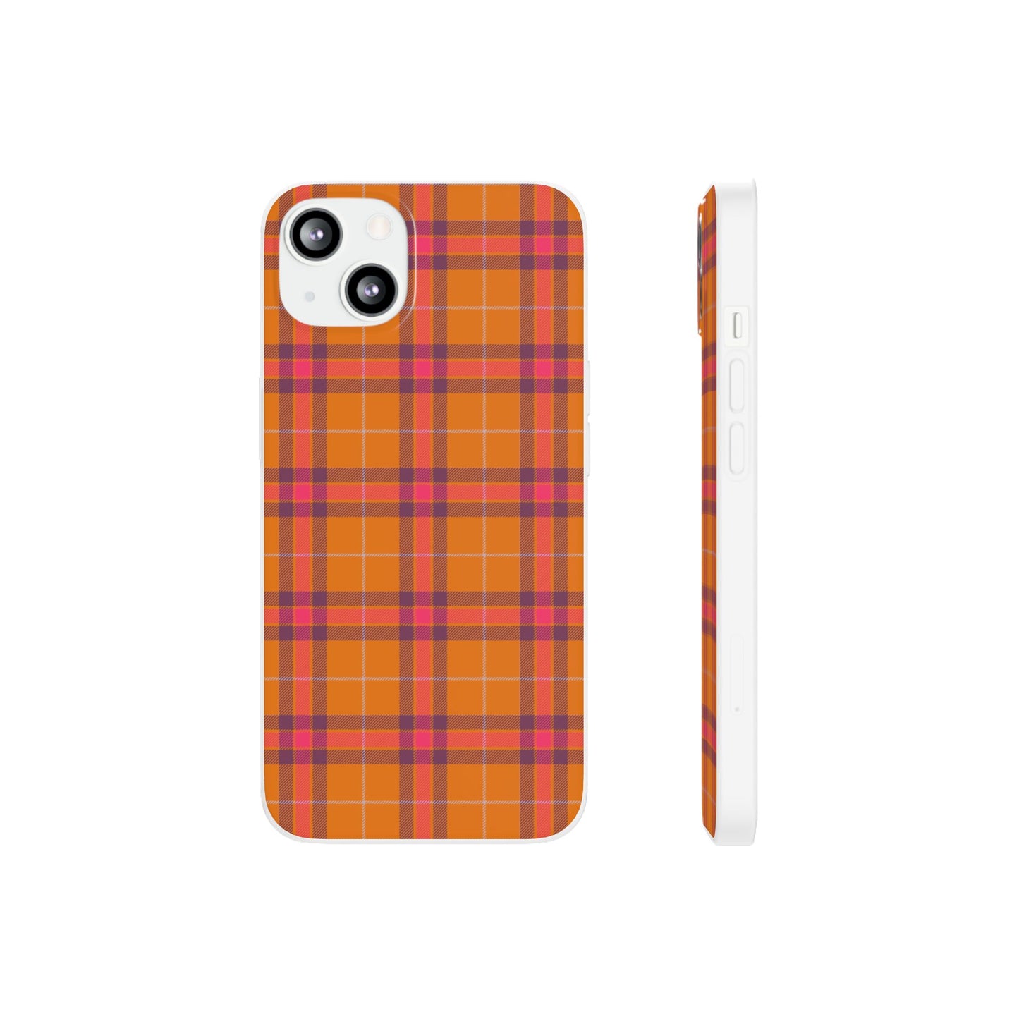 Orange Plaid Flexi Phone Case for Apple iPhone and Samsung Galaxy.