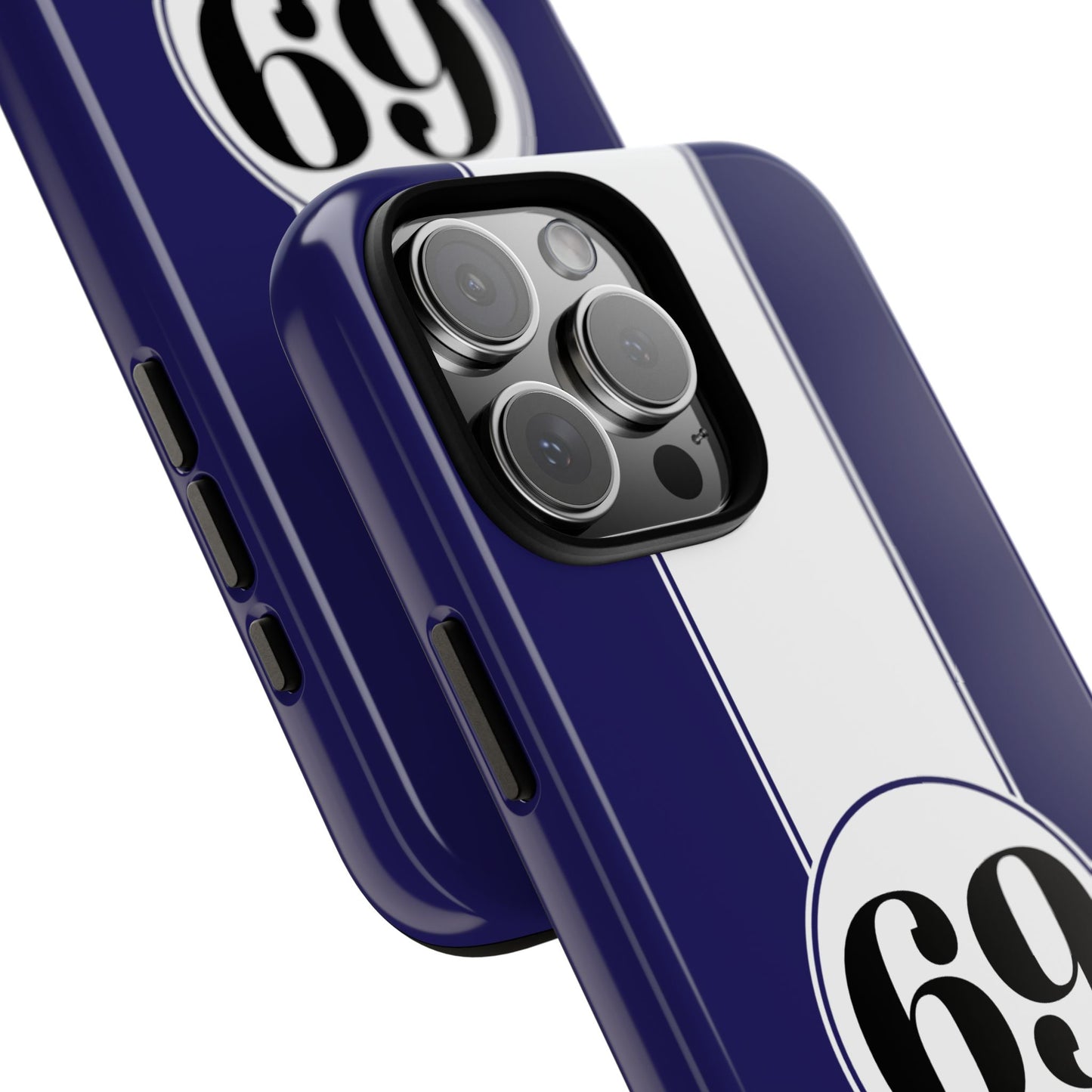 Custom Number Racing Stripe Tough Phone Case for Apple iPhone, Samsung Galaxy and Google Pixel.